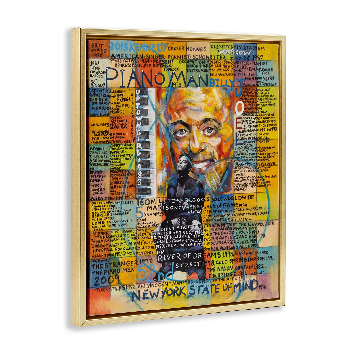 Stupell Industries Billy Joel Collage Framed Floater Canvas Wall Art Design by Sabin