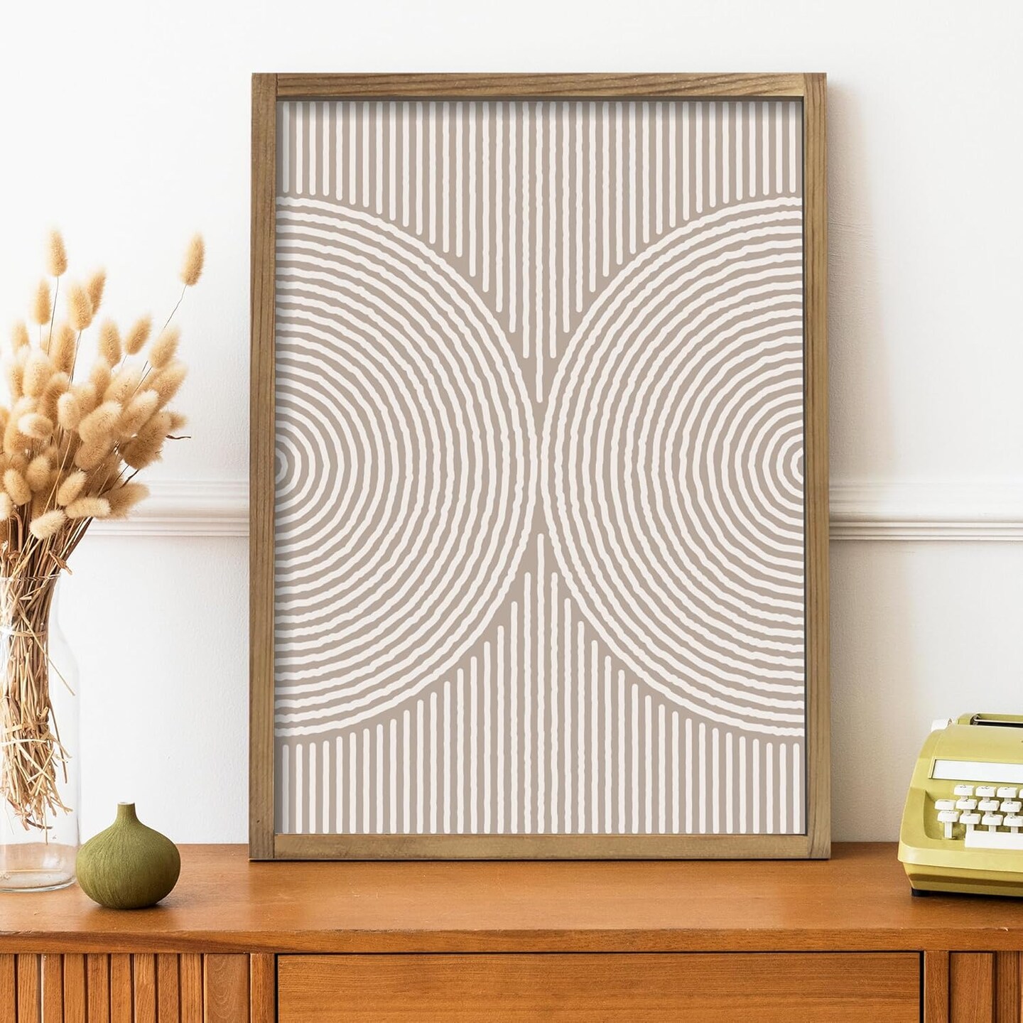 Modern Boho Abstract Line Wall Art Set Of 3, Mid Century Minimalist Wall Decor, Black And Brown Framed Neutral Wall Decor (12X16 Brown)