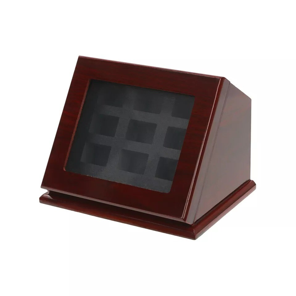 9 Holes Championship Ring Display Case Box Wooden Collection Storage Box Slanted