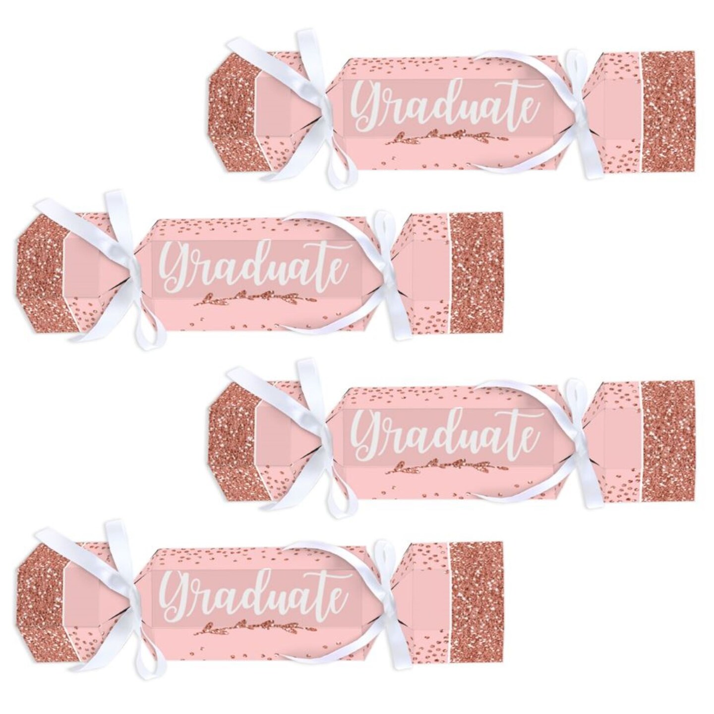 Big Dot of Happiness Rose Gold Grad - No Snap Graduation Party Table Favors - DIY Cracker Boxes - Set of 12