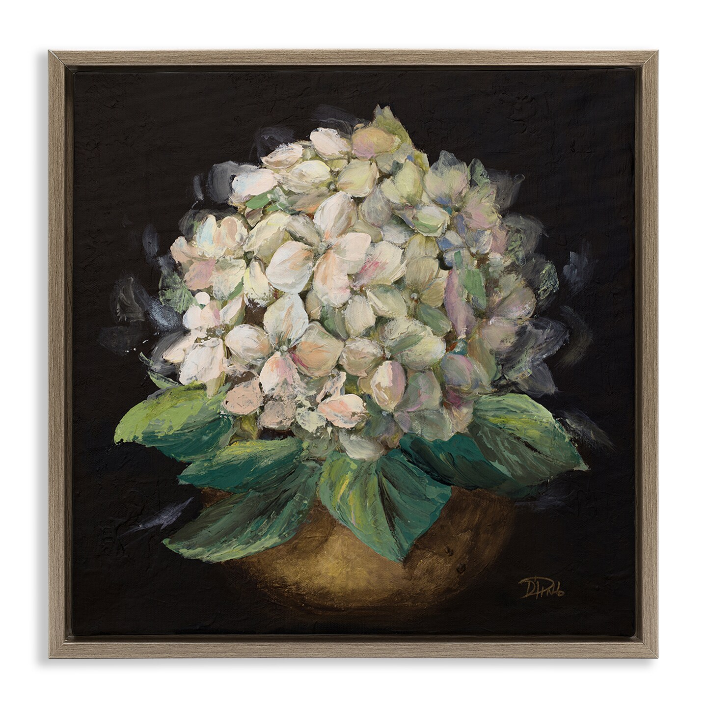 Stupell Industries Potted Hydrangea Plant Framed Floater Canvas Wall Art Design by Patricia Pinto