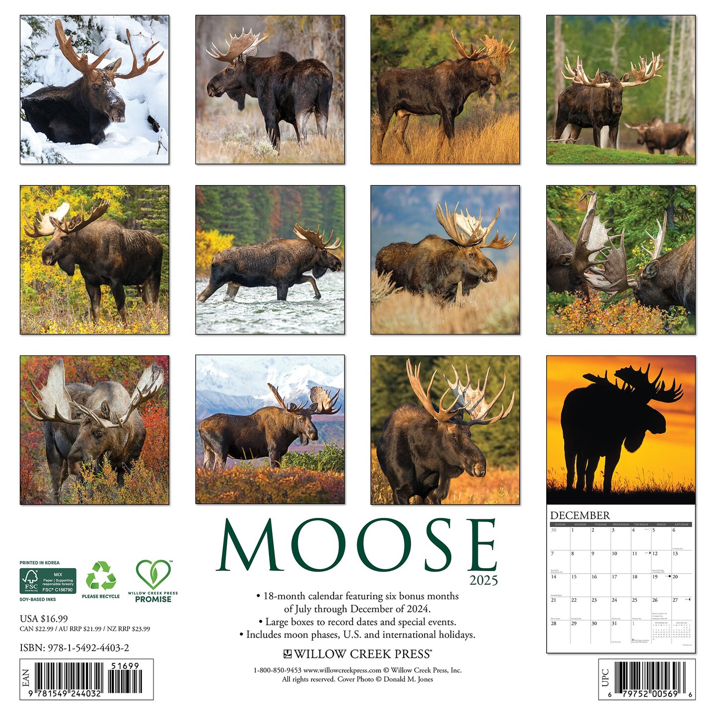 Moose 2025 Wall Calendar