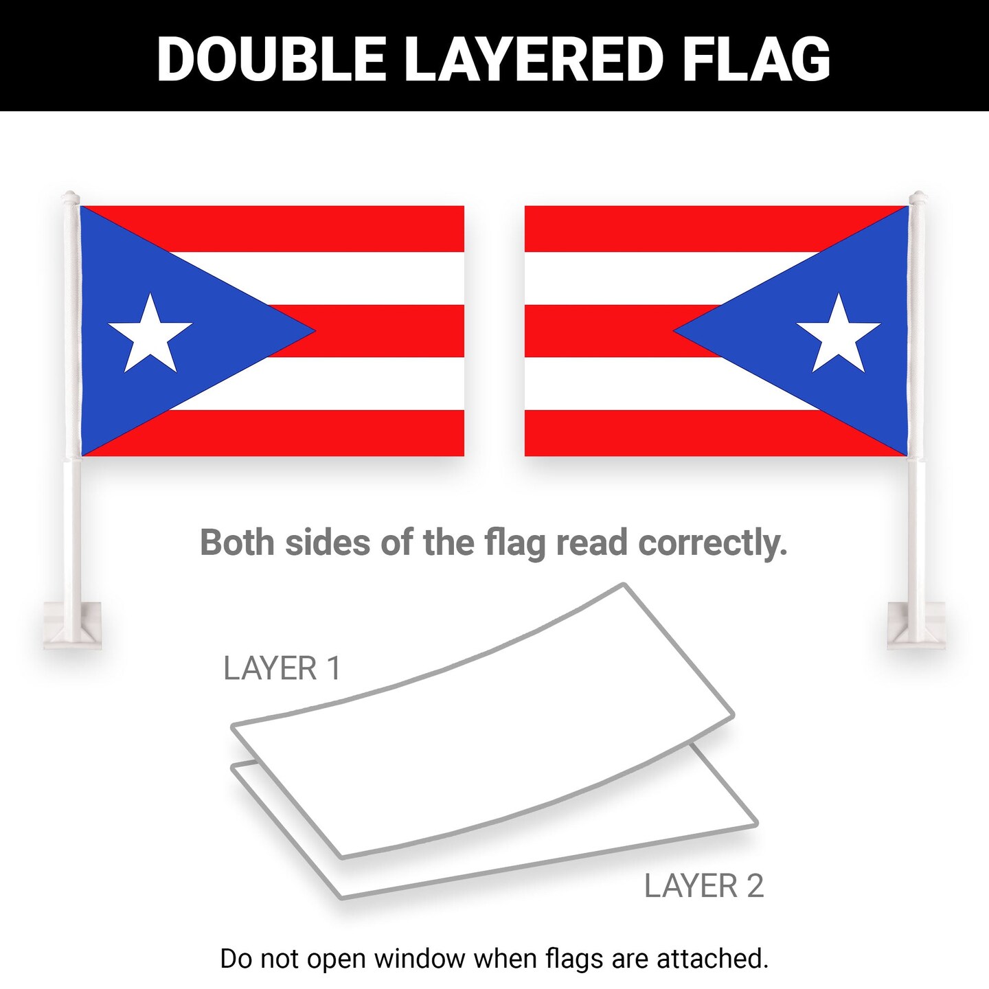 G128 2 Pack: Puerto Rico Puerto Rican Car Flag | 11x17 In | Double LiteWeave Pro Series Double Sided Printed 150D Polyester | Flagpole Included | Perfect for Festival Celebrations, Parades