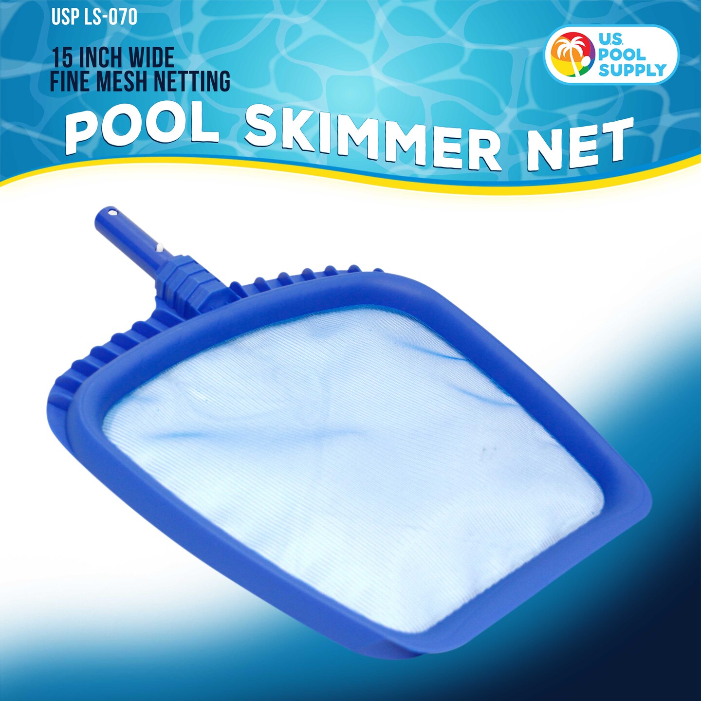 U.S. Pool Supply&#xAE; Professional Heavy Duty Large 15&#x22; x 16&#x22; Swimming Pool Leaf Skimmer Net - Fine Mesh Netting, Easy Scoop Edge - Fits Standard Swimming Pool Poles