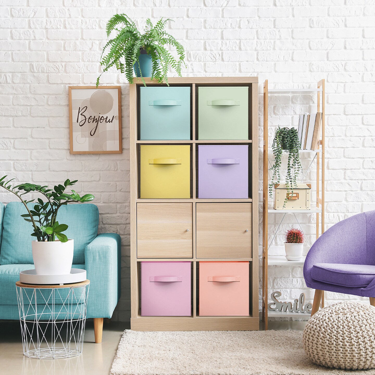 Sorbus 12 Pack Storage Bins - 11" Sturdy Collapsible Fabric Storage Cubes with Handle