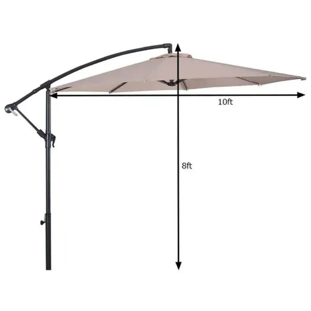 10 Feet Patio Outdoor Sunshade Hanging Umbrella without Weight Base