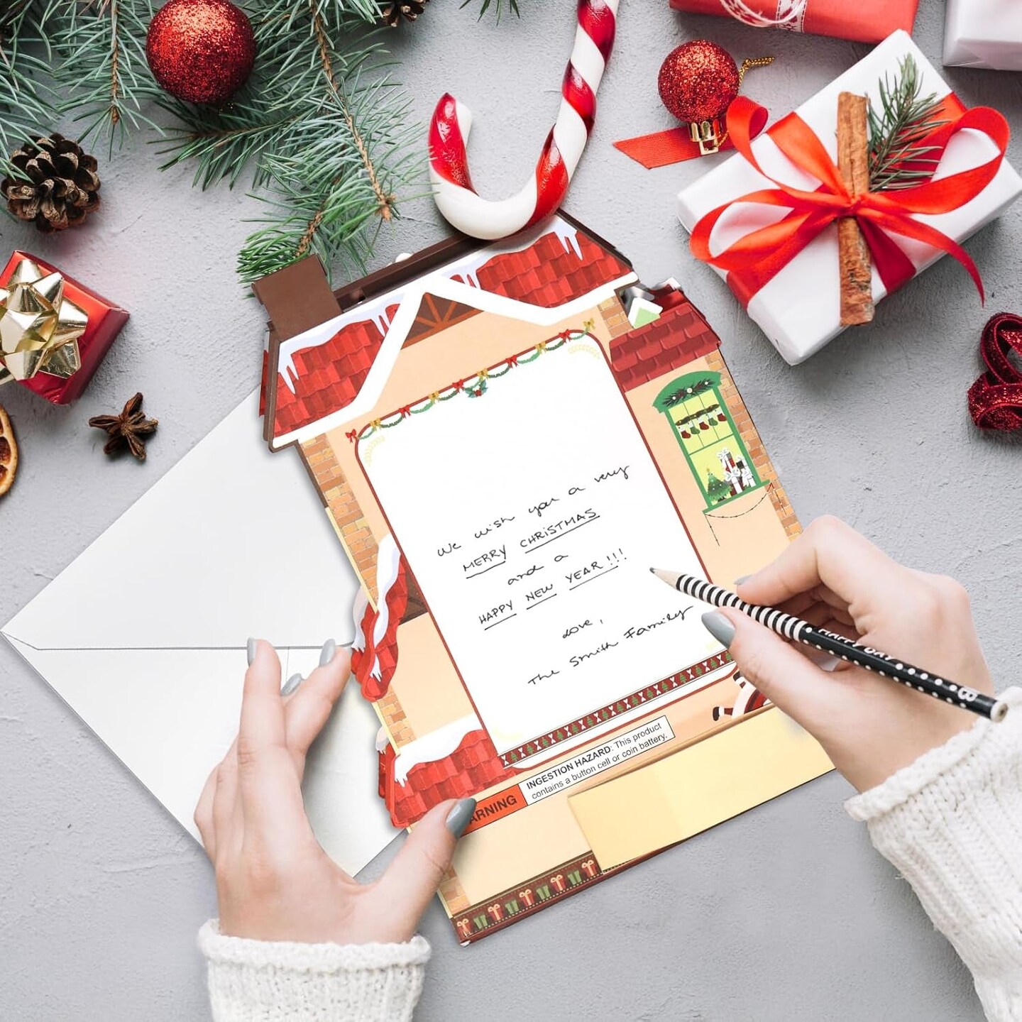 Christmas Cards, Lights and 3 Music 3D Pop up Christmas Card, Santa&#x27;S House Merry Christmas Greeting Card for Kids Mom Dad Husband Wife Men Women Daughter Son