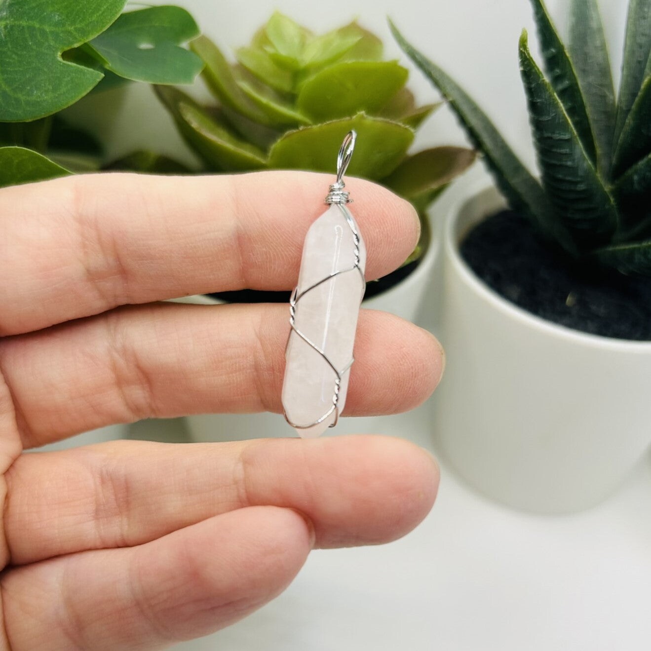1, 4 or 20 Pieces: Wire Wrapped White Quartz Pendants