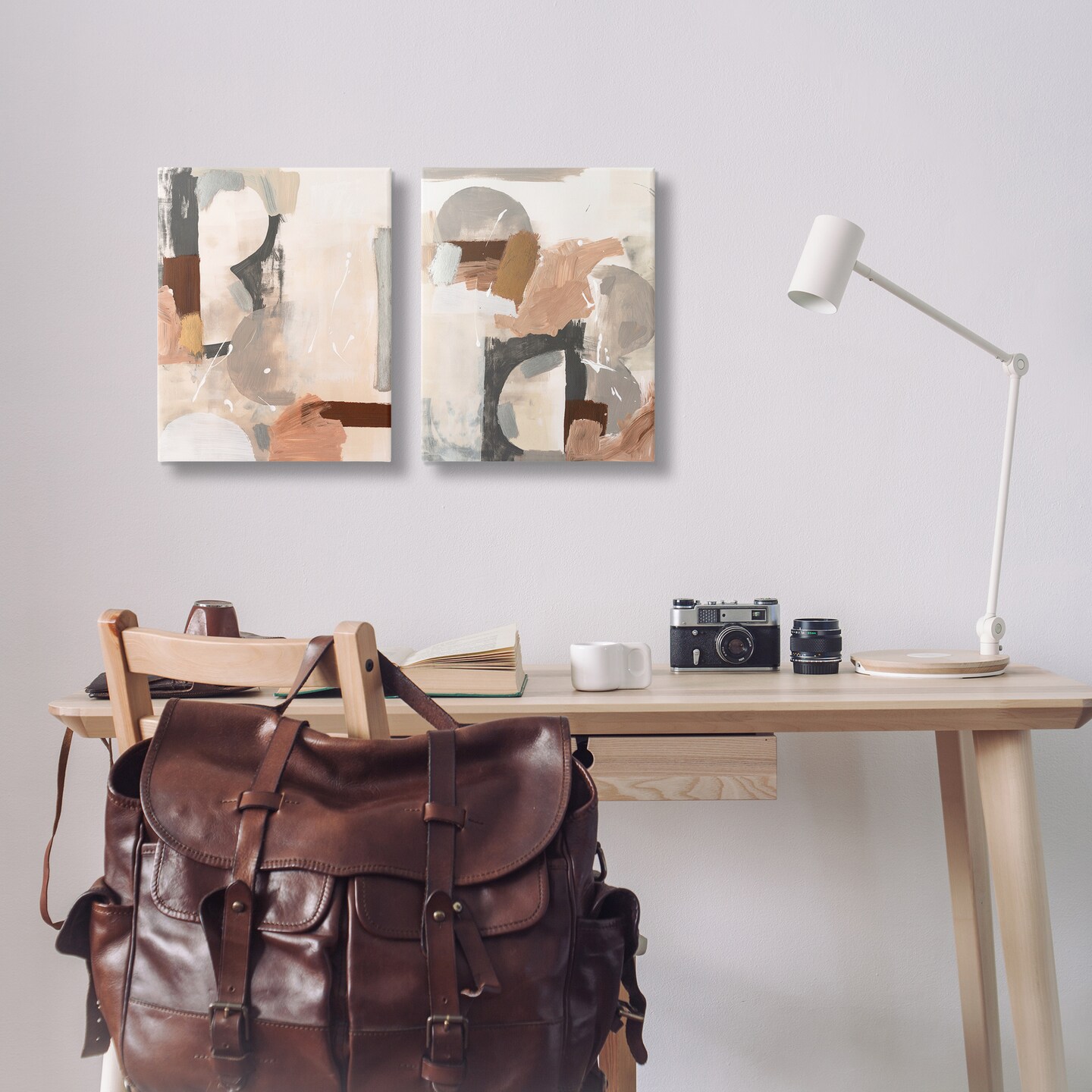 Stupell Industries Abstract Neutral Shapes Brown 2 pc Canvas Wall Art Set Design by Victoria Barnes