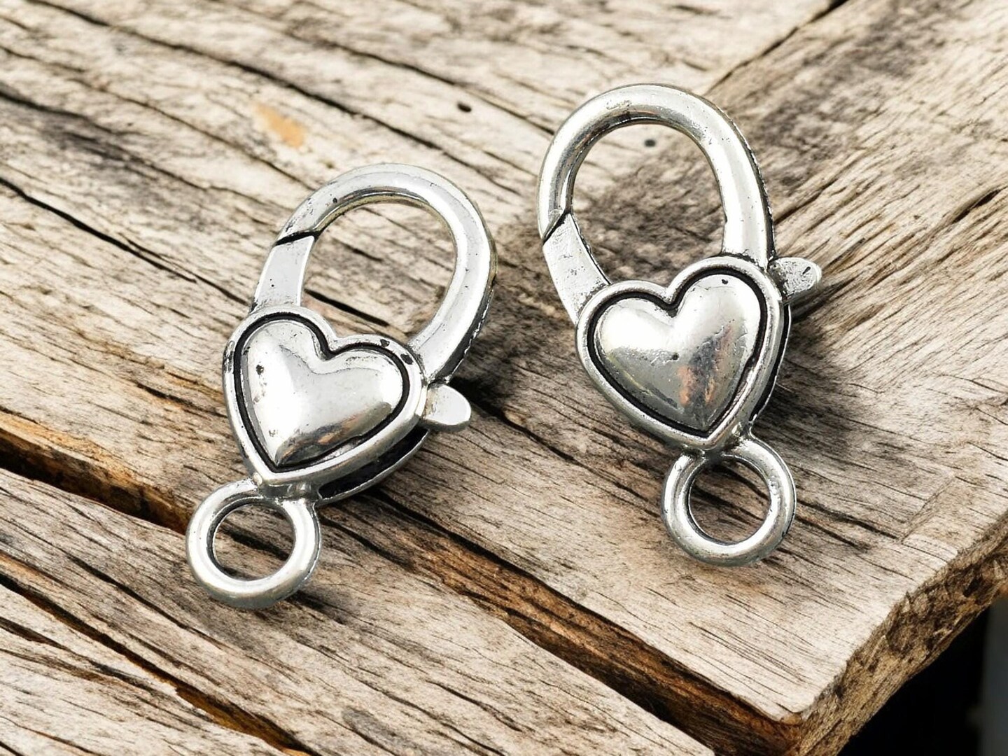 *10* 21x12mm Antique Silver Heart Lobster Clasps
