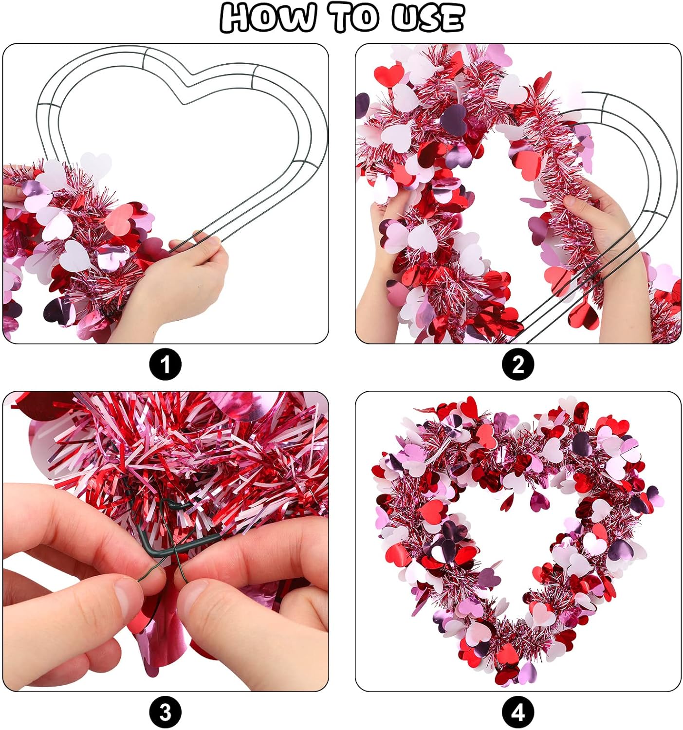 3 Pack Heart Shaped Wire Wreath Frame 14 Inch Green Metal Floral Wreath