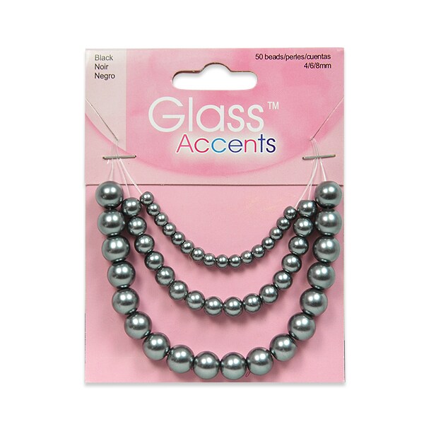 Round Pearl Glass Beads Assorted Pack of 50