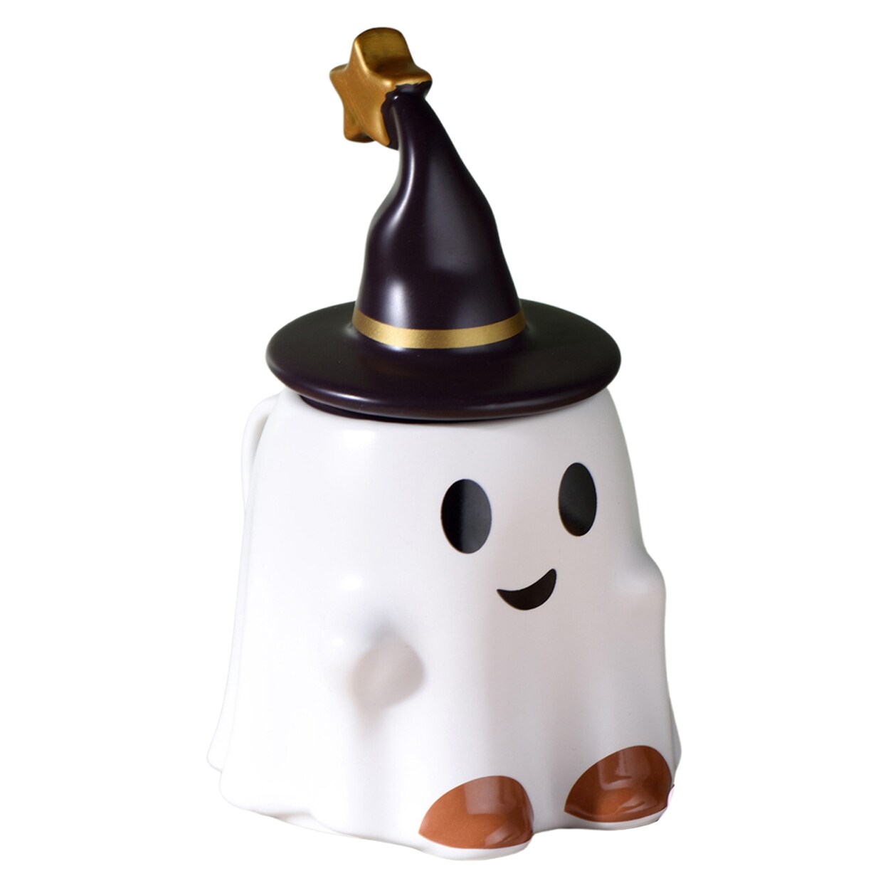 Halloween Ghost Ceramic Cup Cute Ghost Mug With Witch Hat Lid Halloween Coffee Cup For Home Office Table Decoration