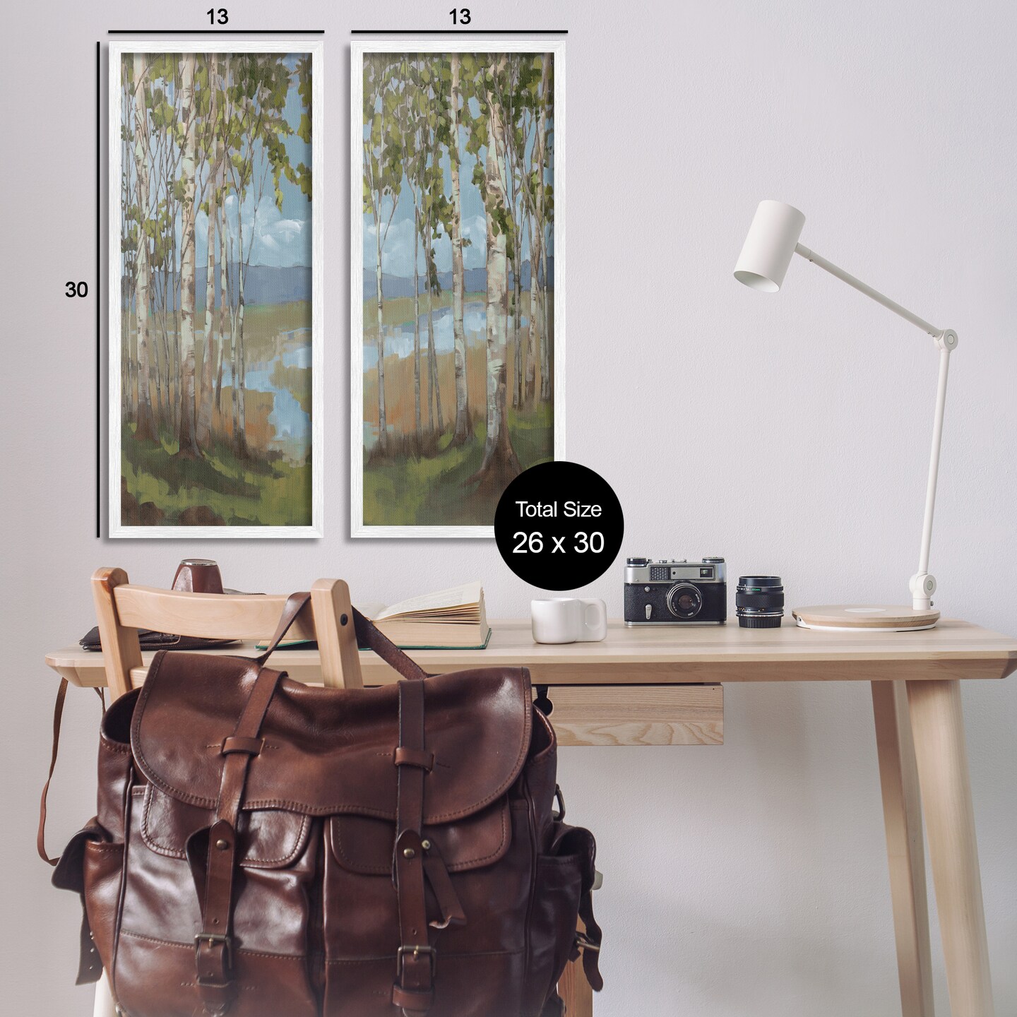 Stupell Industries White Birch Copse of Trees 2 pc Framed Giclee Wall Art Set Design by Trevor Copenhaver