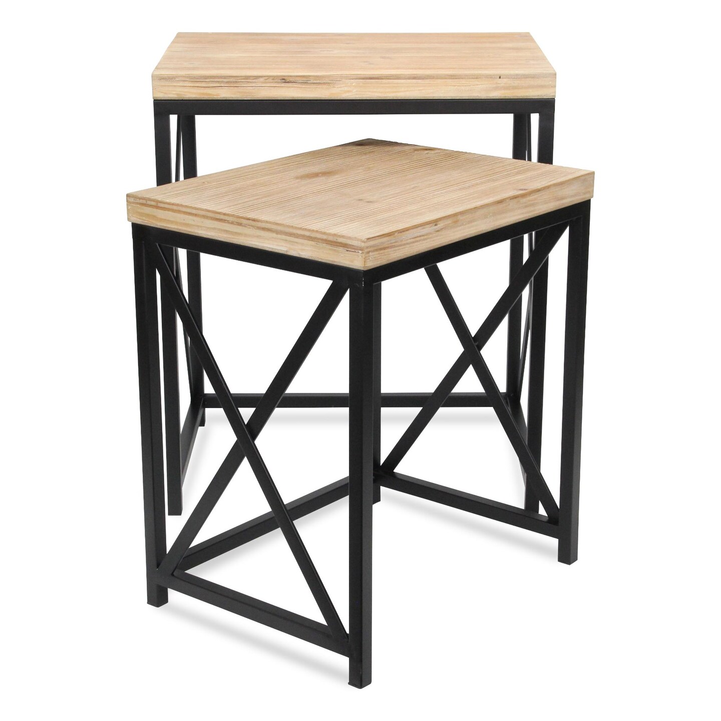 Contemporary Home Living Rectangular Nesting Side Tables - 25&#x22; - Brown and Black - Set of 2