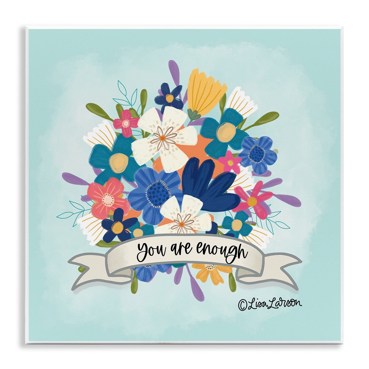 Stupell Industries Floral You Are Enough Wall Plaque Art Design by Lisa ...