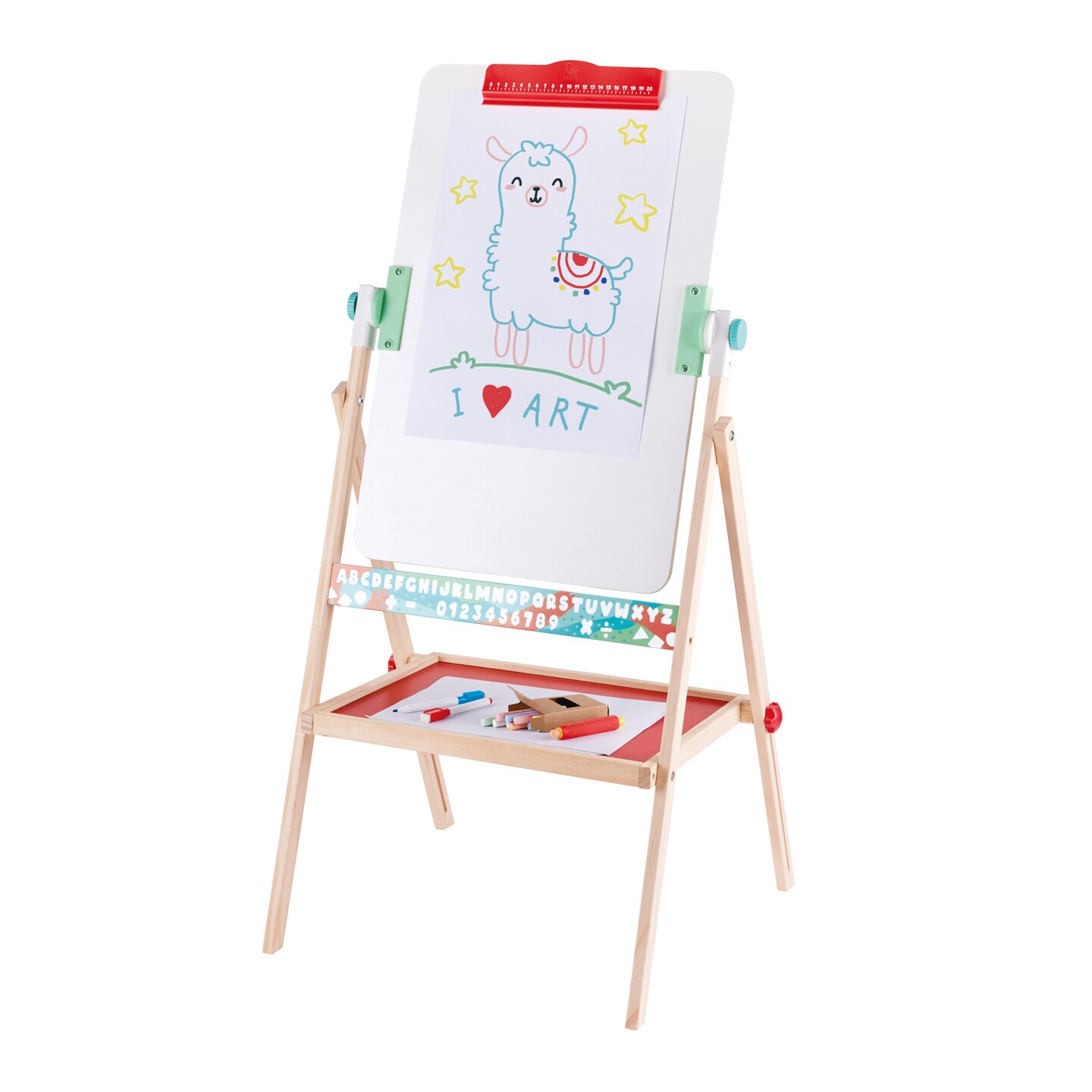 Hape Standing Flip Flat Easel - Double-Sided - Chalk Blackboard &#x26;  Marker Whiteboard, 4 Chalks, 2 Marker Pens &#x26; Board Rubber, Toddler &#x26; Kids, Ages 3+