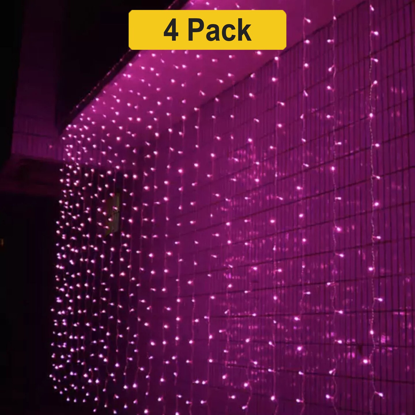 Plug-In 300 LED Curtain Lights — 12 Strands with 8 Light Effects, 9x9 ft