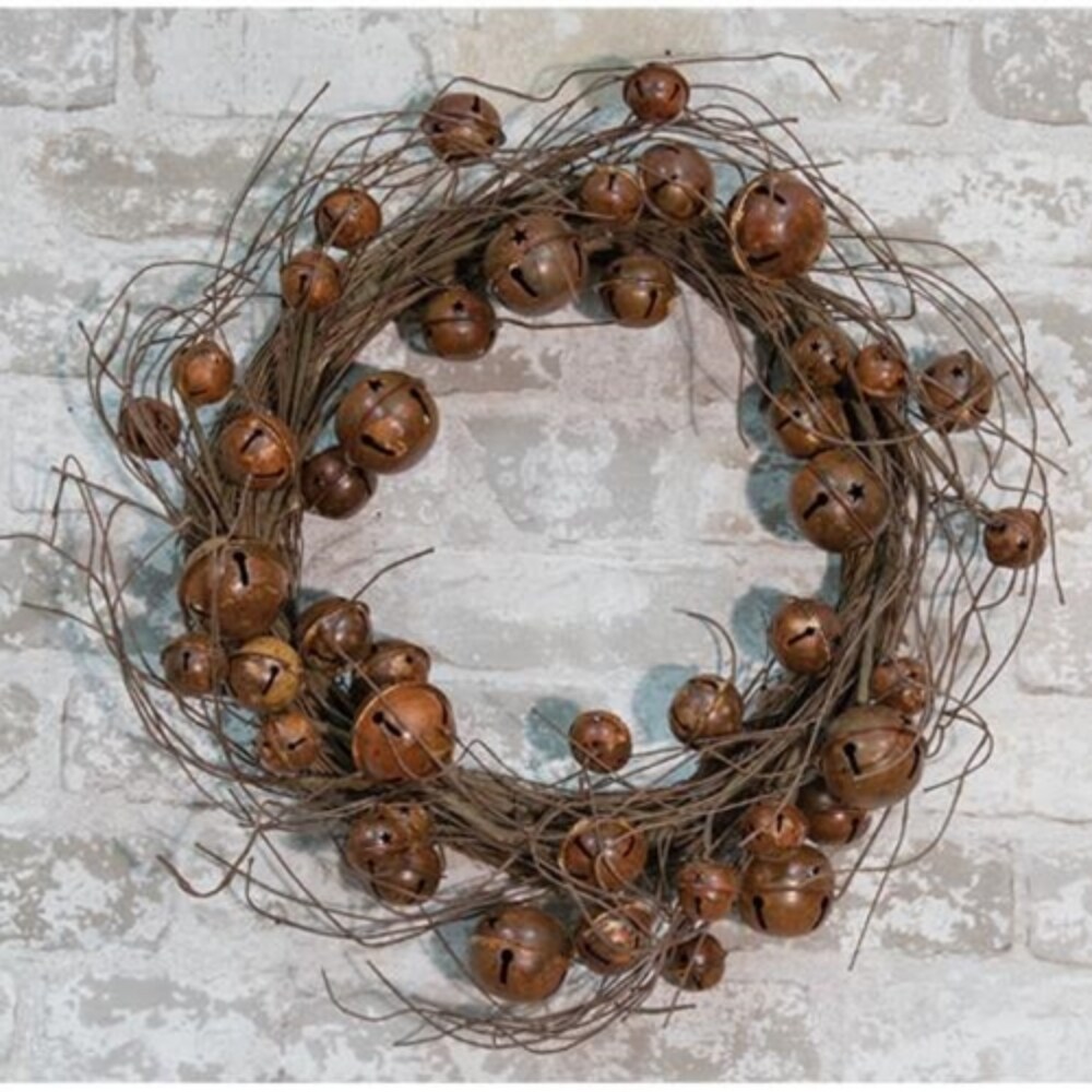 Twig Wreath With Rusty Bells, 20&#x22;
