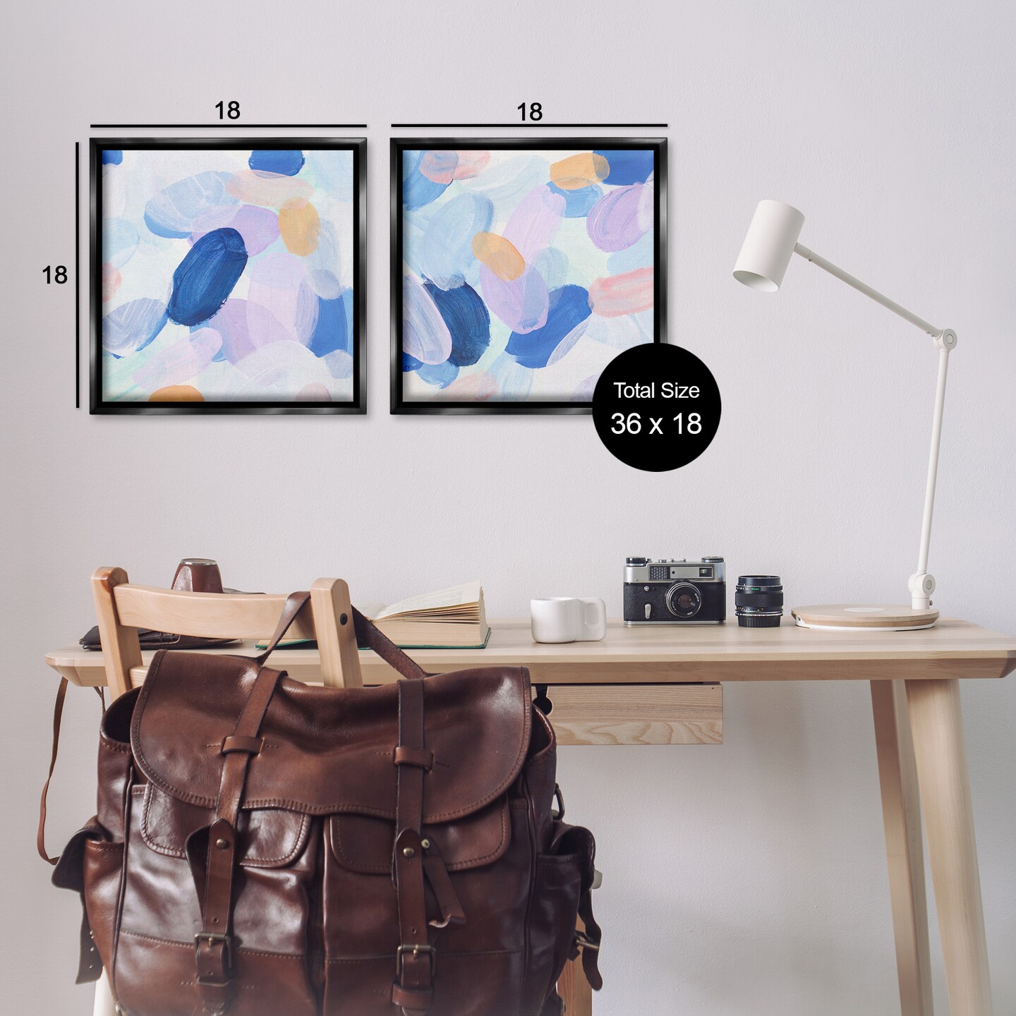 Stupell Industries Oval Lavender Blue Abstract 2 pc Framed Floater Canvas Wall Art Set Design by Melissa Wang