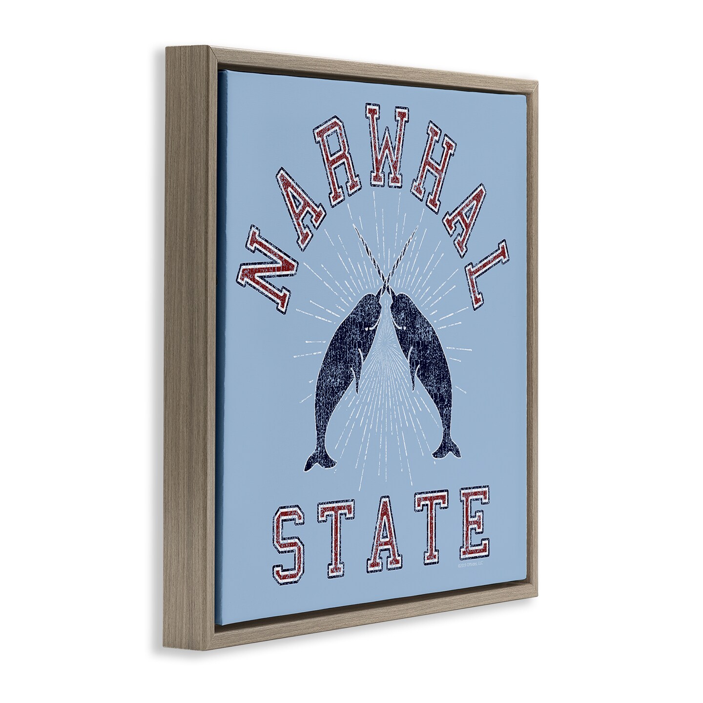 Stupell Industries Vintage Narwhal State Framed Floater Canvas Wall Art Design by Spirit Animals/Life Is High