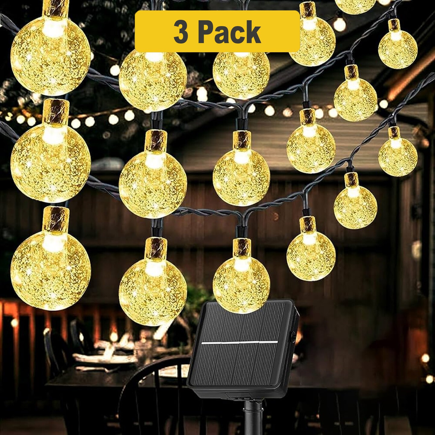 Outdoor 30 LED Bubble Globe Solar String Lights with 8 Modes