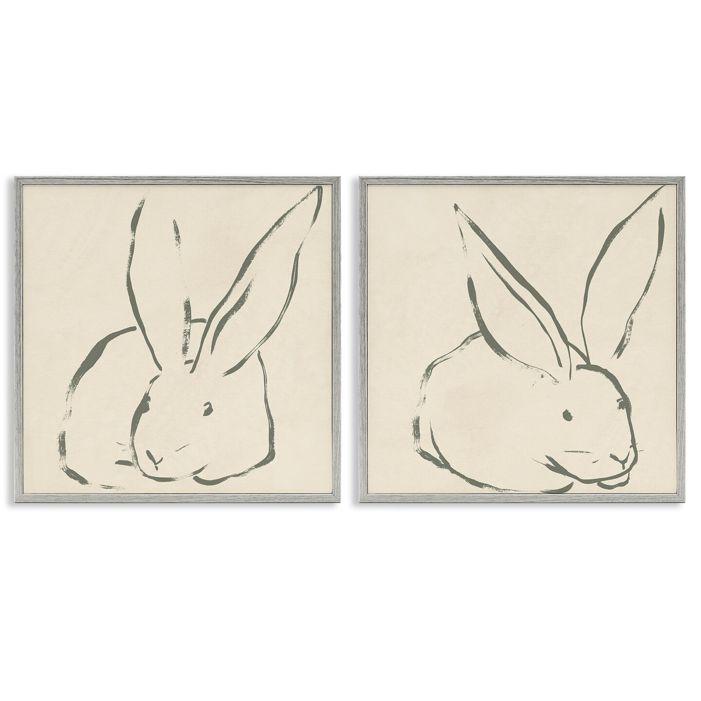Stupell Industries Minimalist Resting Rabbit Line Drawing 2 pc Framed Giclee Wall Art Set Design by June Erica Vess