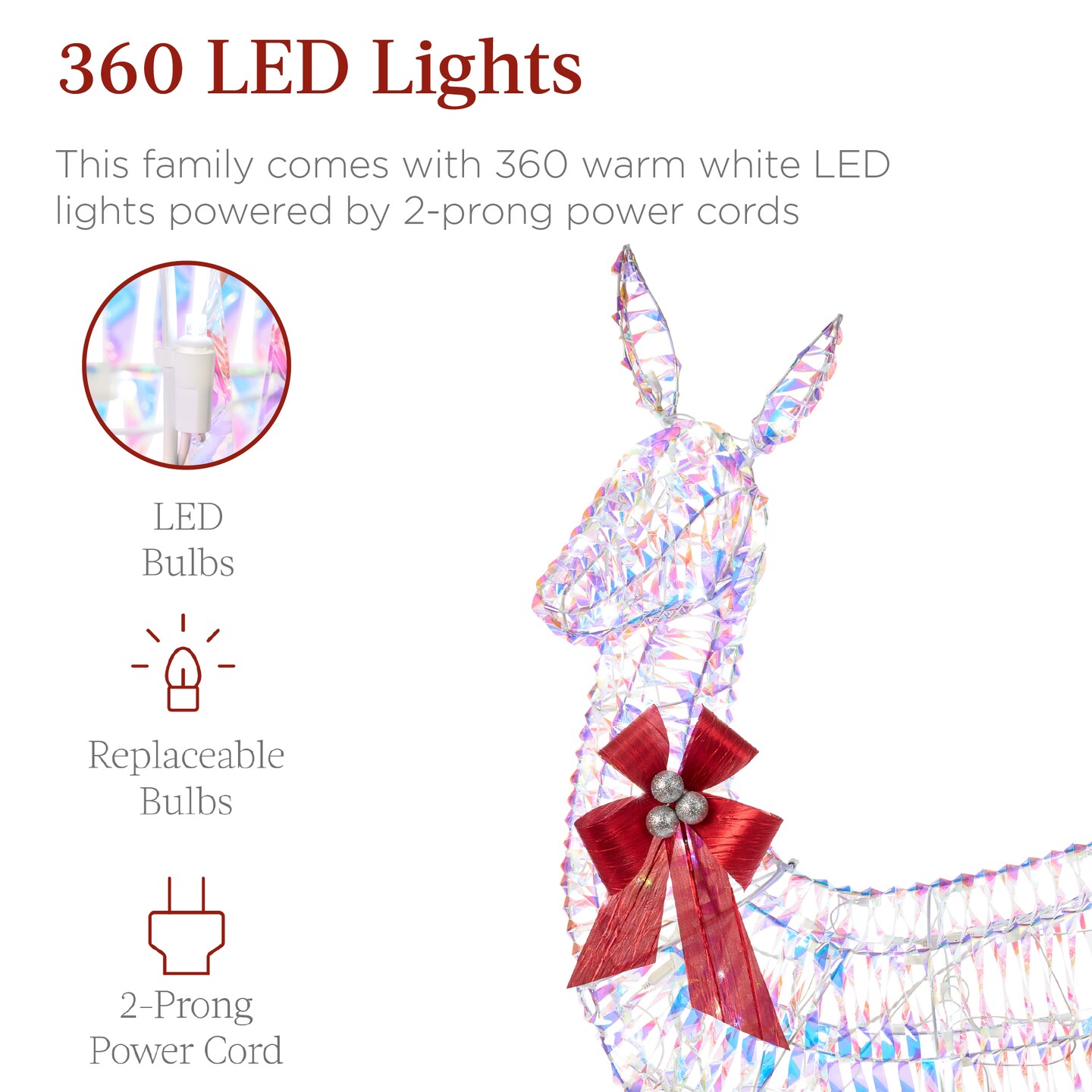 Best Choice Products 3-Piece Lighted Christmas Deer Set Outdoor Yard Decoration w/ 360 LED Lights, Stakes