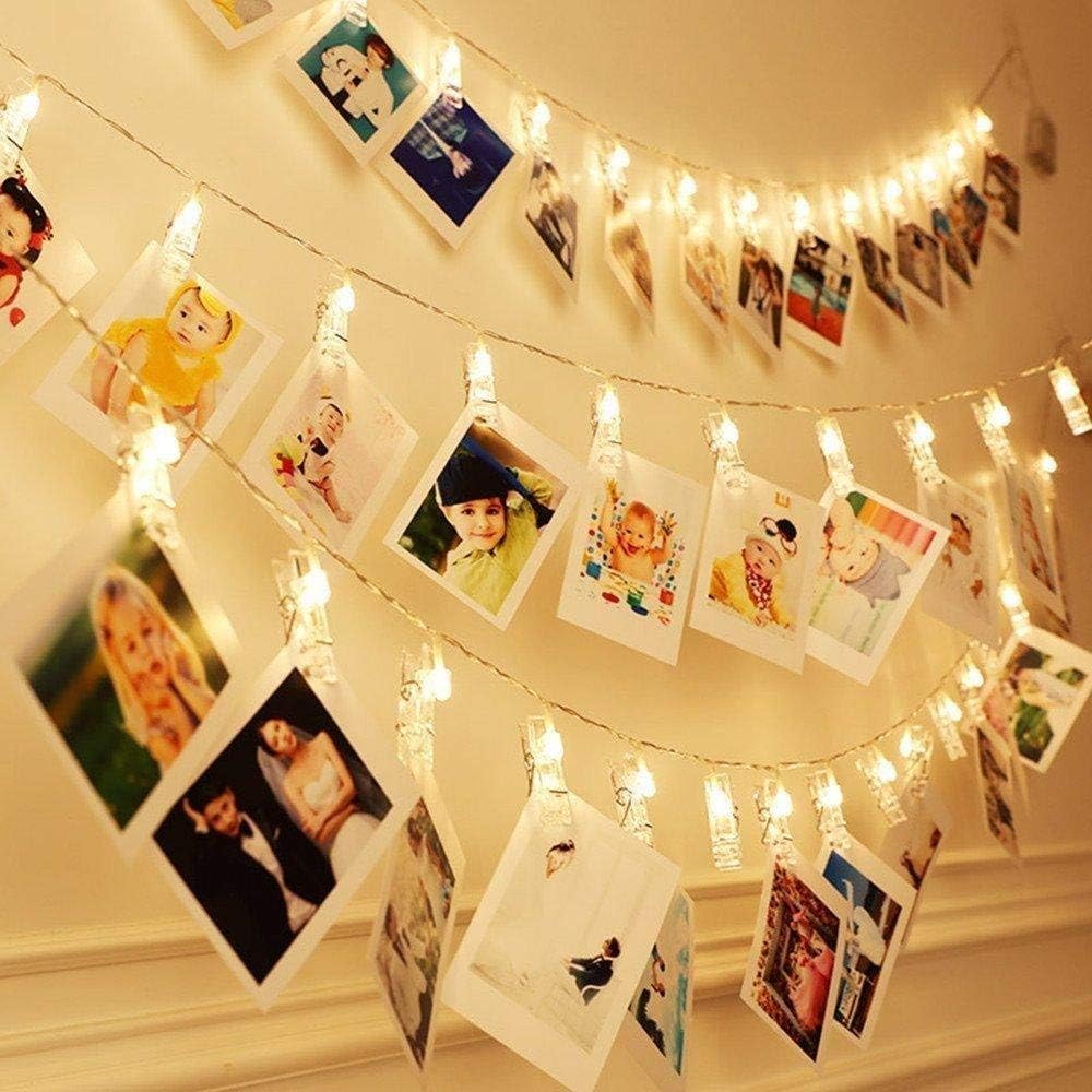 Photo Clip String Lights LED Battery Operated Starry Fairy Copper String Lights with Clips Warm White for Pictures Bedroom Wall Patio Halloween Thanksgiving Christmas Party Wedding D&#xE9;cor
