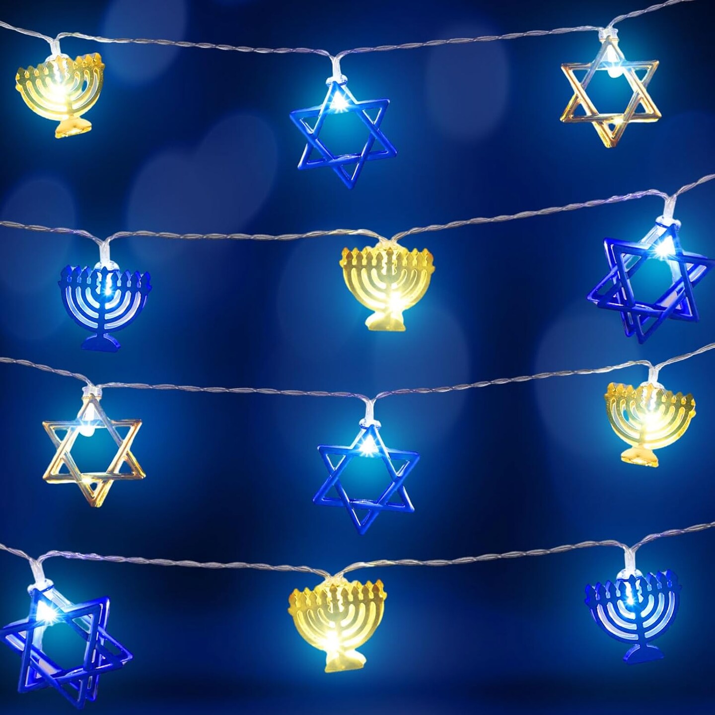 Hanukkah String Lights, 10 Feet 20 LED Battery Operated Star of David String Lights Indoor Chanukah Decoration for Menorah Jewish Judaism Passover Rosh Hashana Party Decor