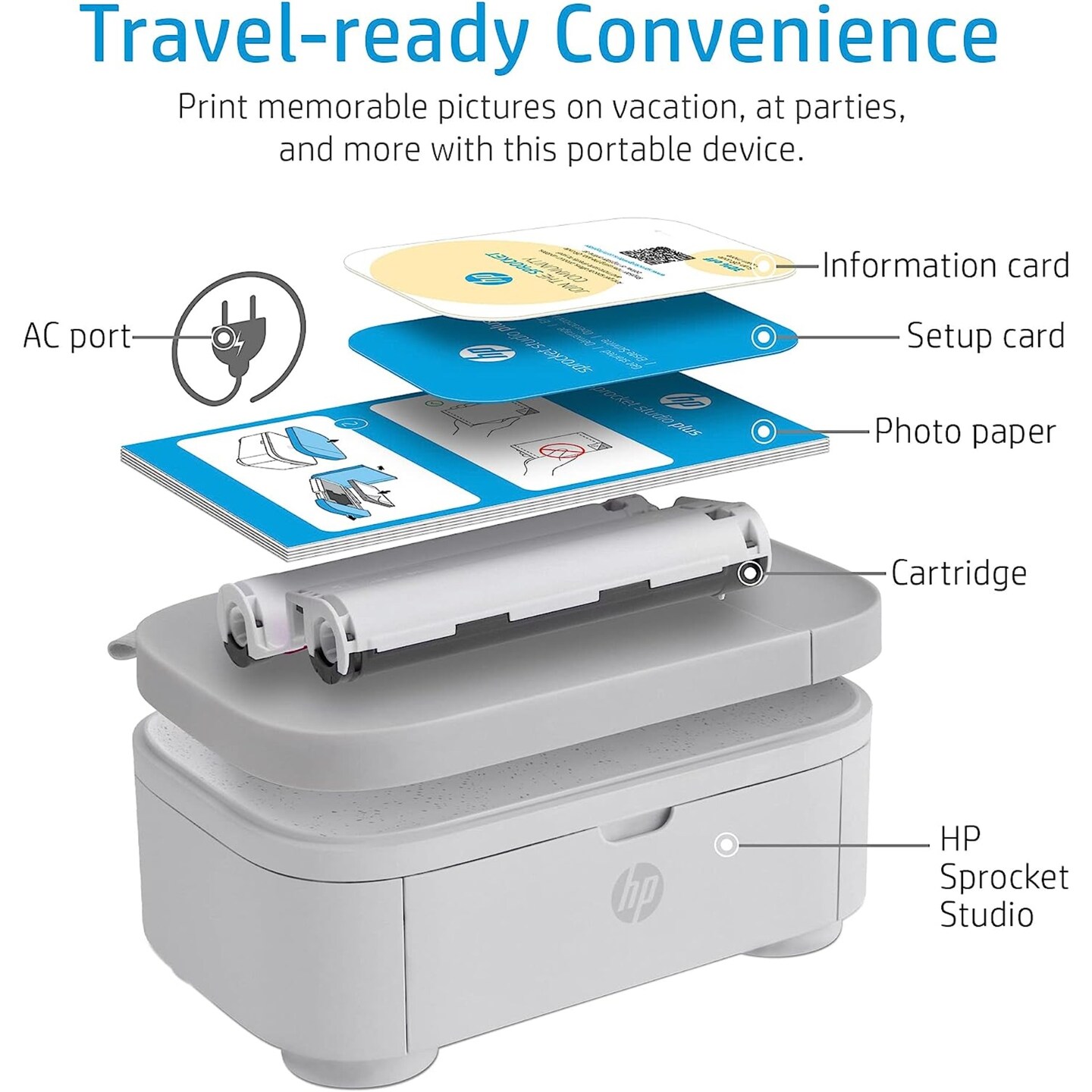HP Sprocket Studio Plus 4x6 Wireless Instant Photo Printer &#x2013; 118 Sheets &#x26; Cartridge Bundle