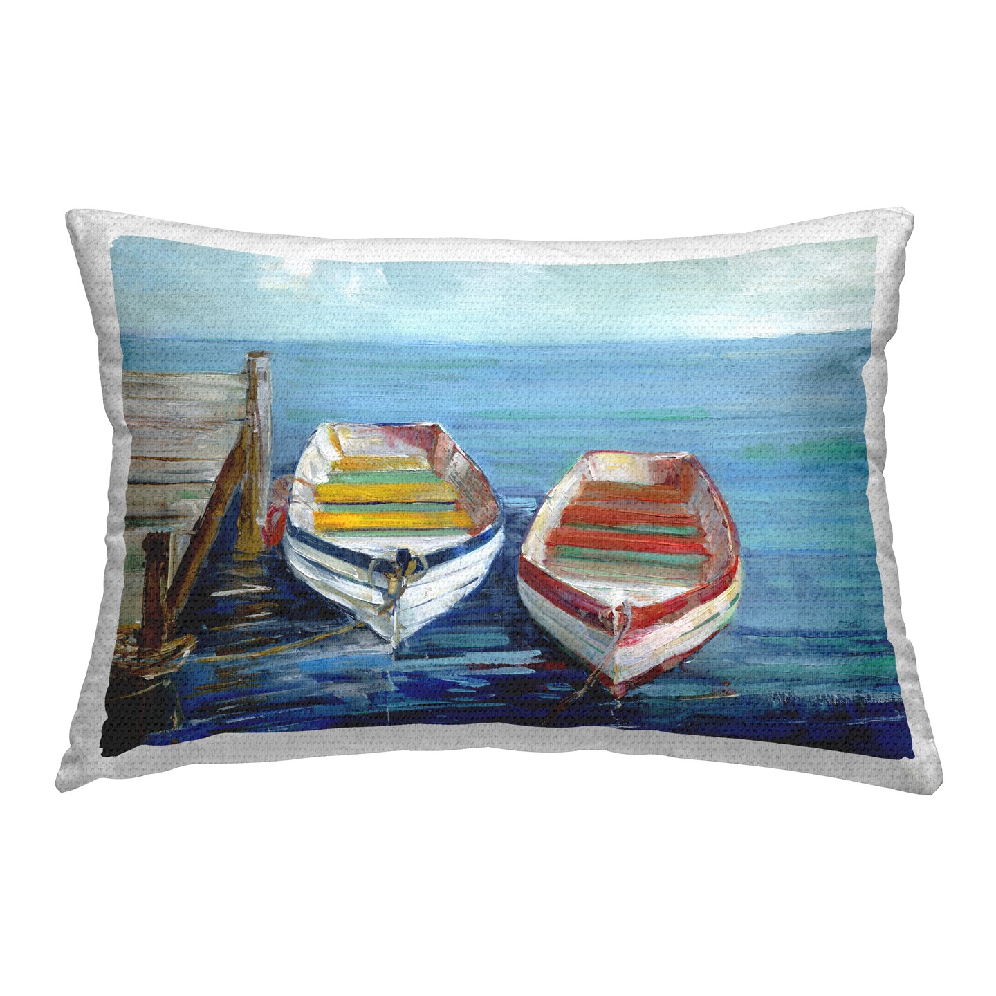 Twin Boats by Dock Outdoor Printed Pillow Design by Sally Swatland, 14 x 7 x 20
