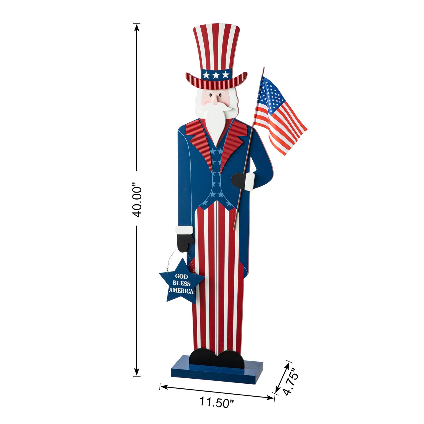 40&#x22;H Patriotic/ Americana Uncle Sam Porch Decor