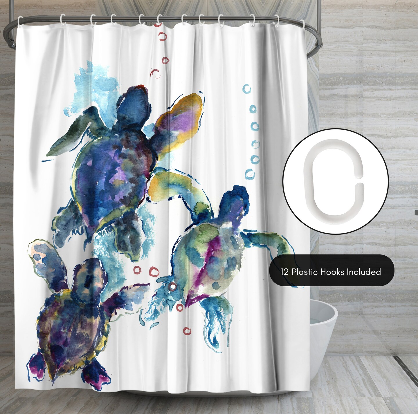 Baby Sea Turtles 3 by Suren Nersisyan Shower Curtain 71" x 74"
