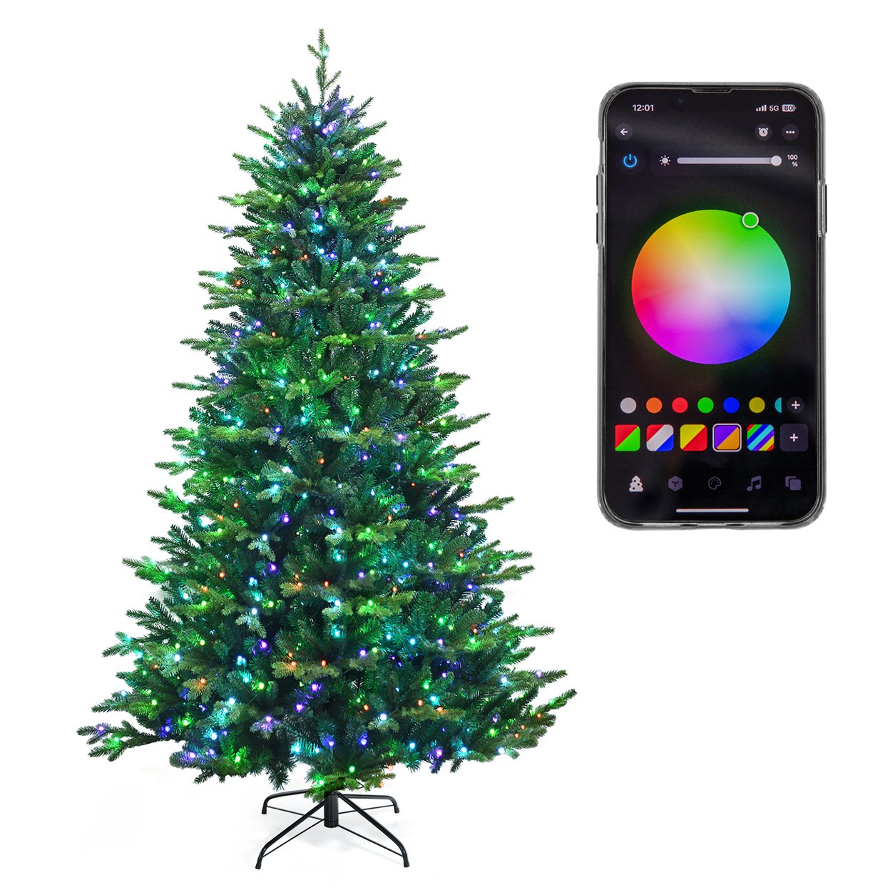 6/7/8 Ft Pre-Lit Artificial Christmas Tree W/ App Control And 15 Lighting Modes