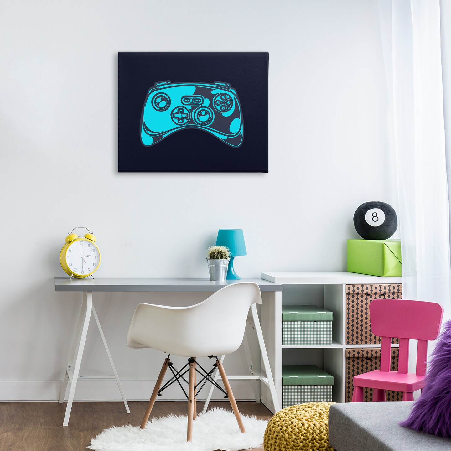Stupell Industries Gaming Controller on Black Canvas Wall Art Design by Daphne Polselli
