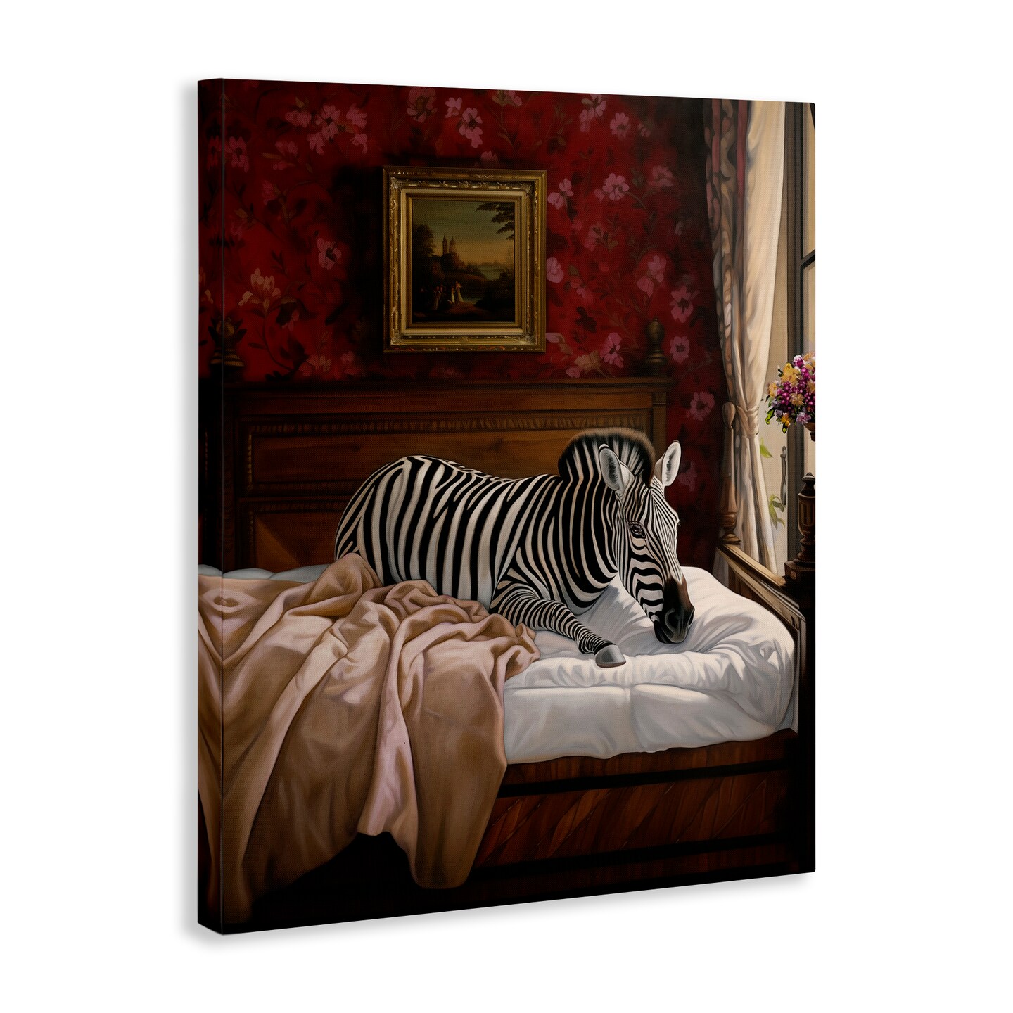Stupell Industries Zebra on Regal Bed Canvas Wall Art Design by Ziwei Li