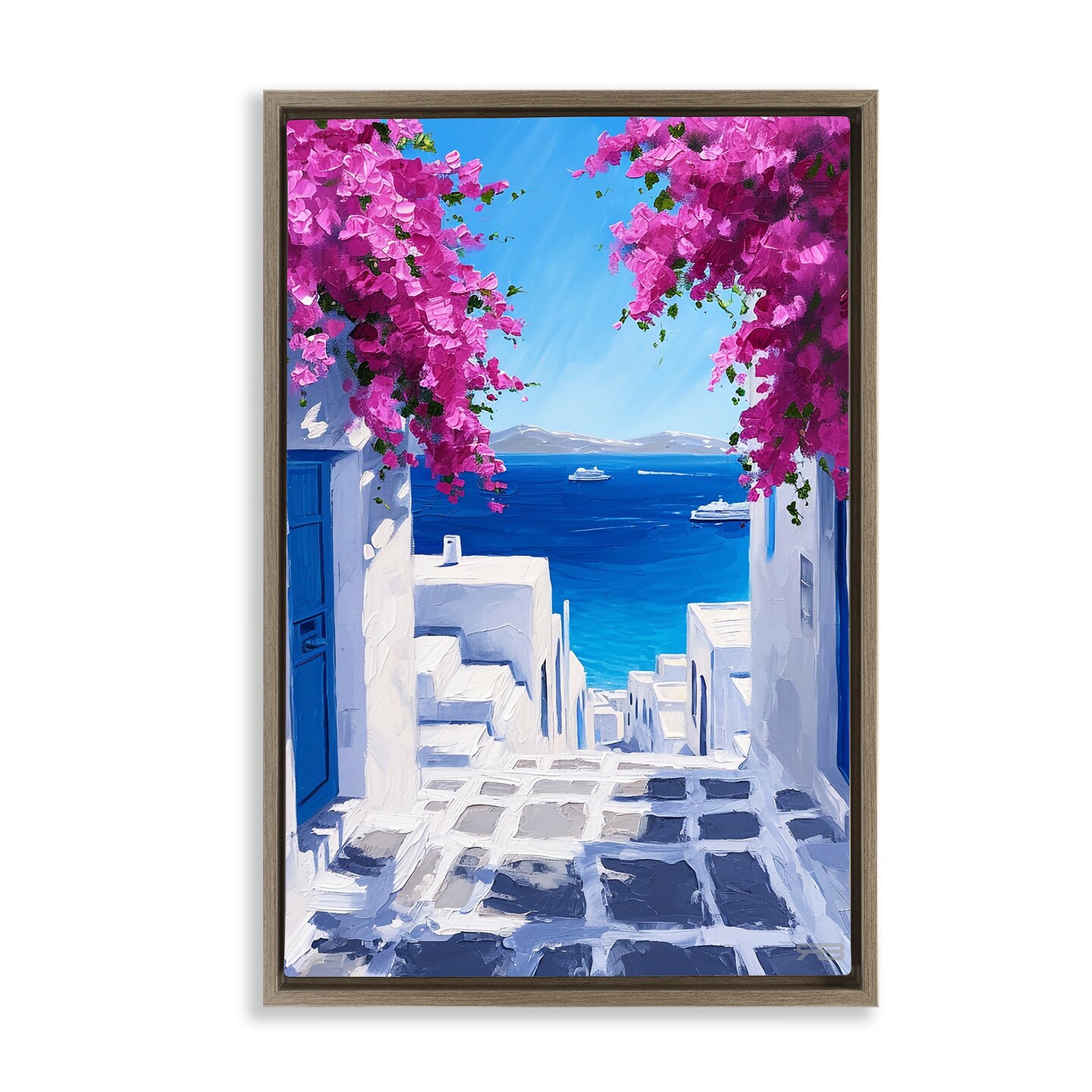 Stupell Industries Coastal Architecture Town Framed Floater Canvas Wall Art Design by RB