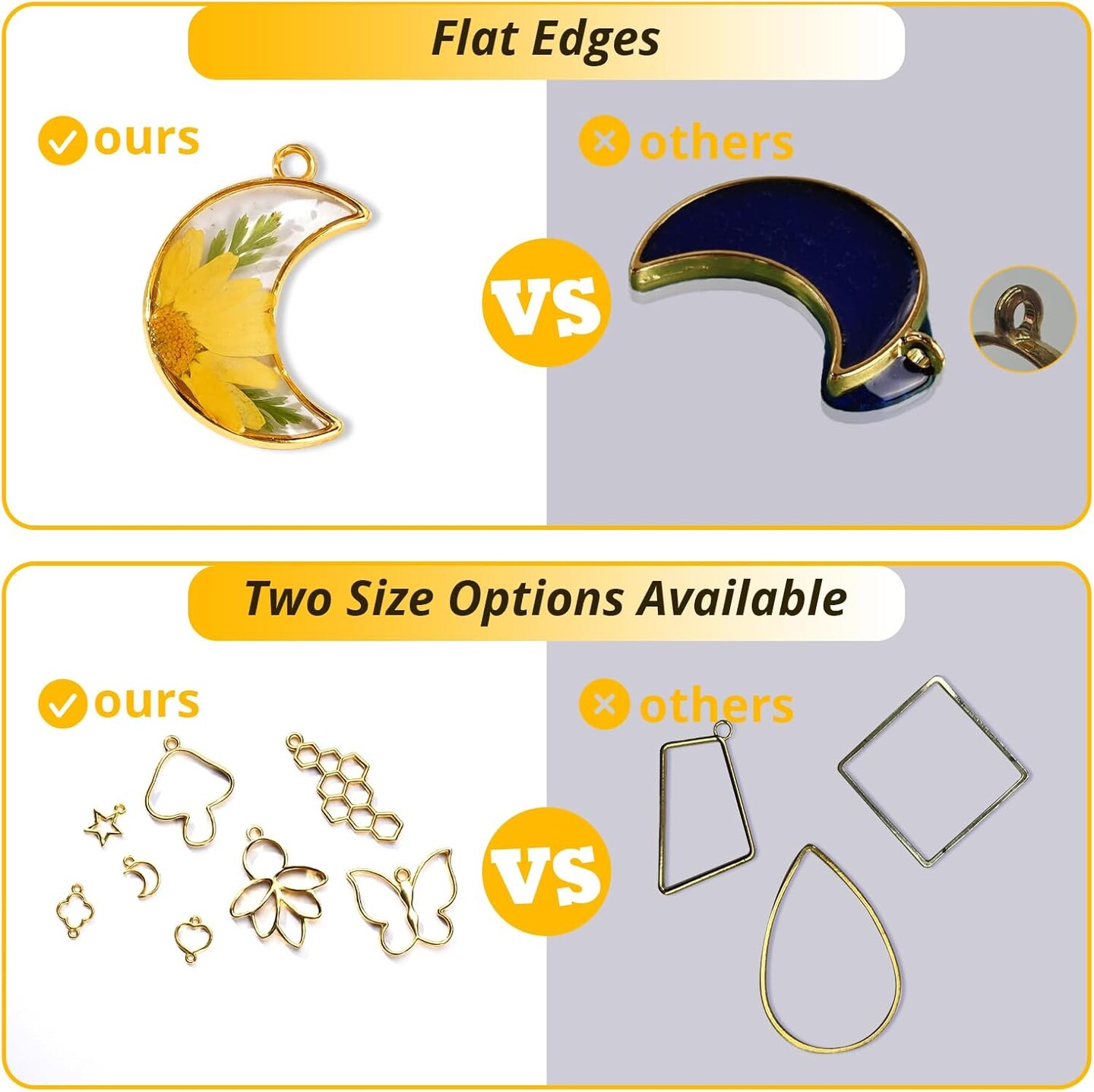 LET&#x27;S RESIN 172 pcs Open Bezels for Resin, 2 Size 36 Styles of Gold Hollow Frame Pendants Bezels with 100pcs Jump Rings, Unique Resin Bezels for Jewelry Making, Necklaces Earrings Making Supplies
