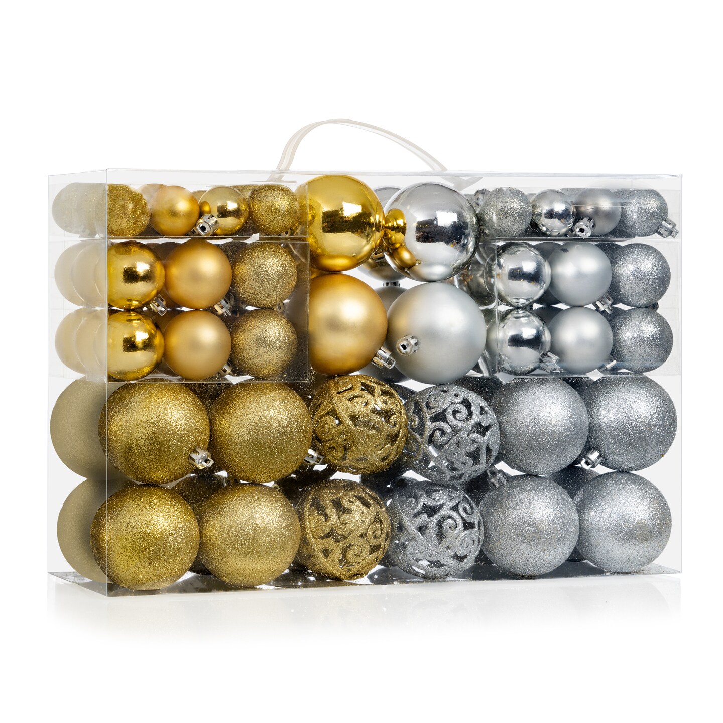 100 Shatterproof Christmas Ornament Balls - Christmas Ornaments For Christmas Tree Home Wedding Or Parties Decorative Ball (Sizes, 1.2&#x22; 1.6&#x22; &#x26; 2.4&#x22; ) (Gold &#x26; Silver)