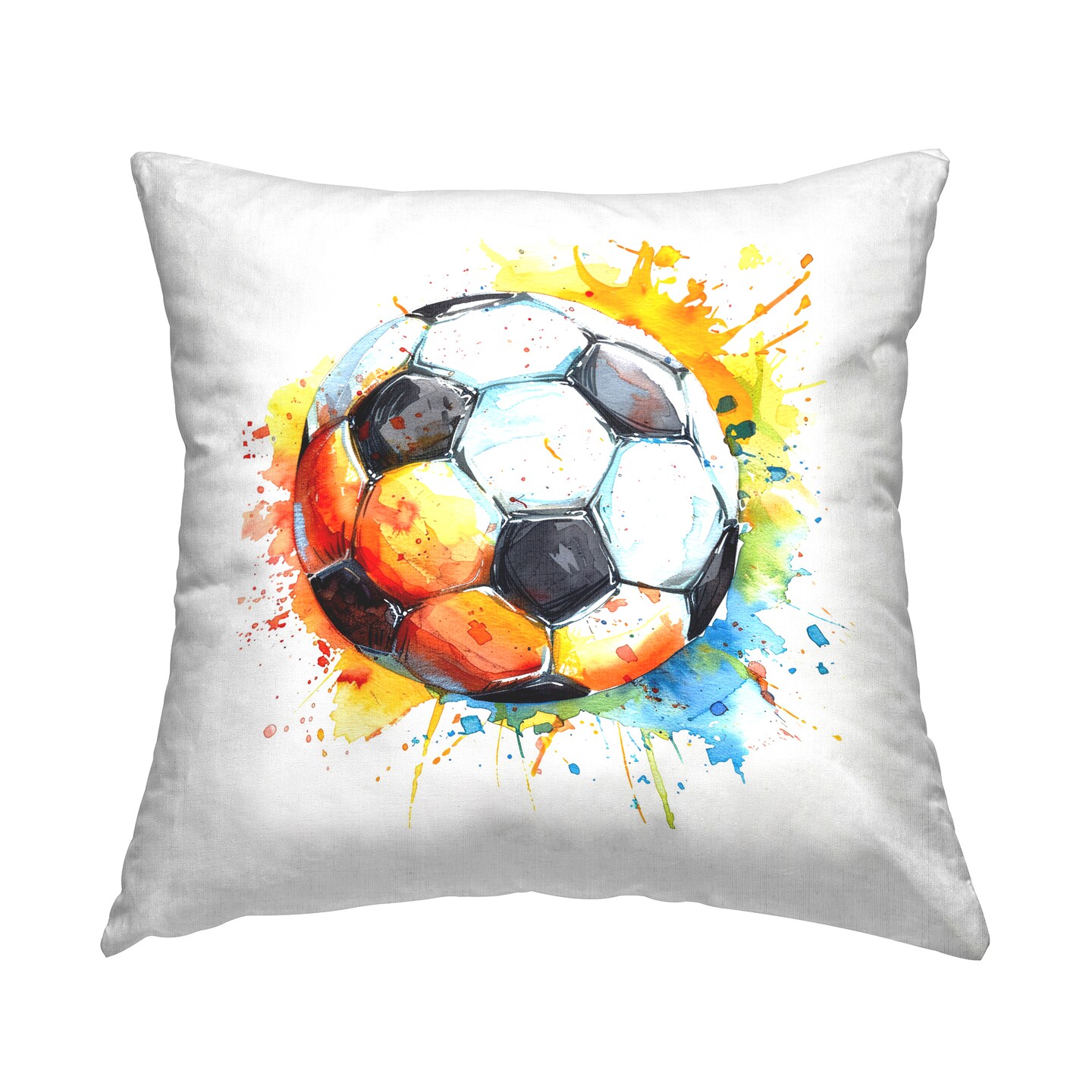 Soccer Ball Bright Splash Decorative Printed Throw Pillow Design by LSR Design Studio, 18 x 7 x 18