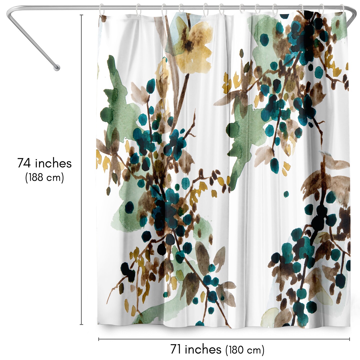 Americanflat 71&#x22; x 74&#x22; Shower Curtain, Watercolor Blueberry by New York Botanical Garden