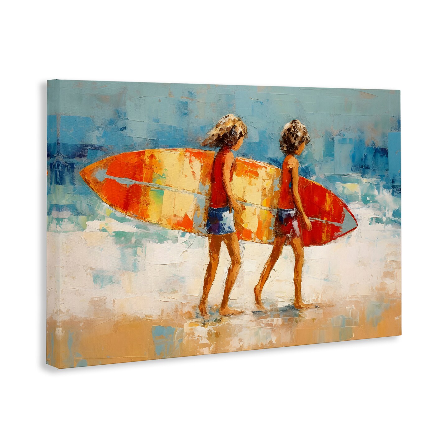 Stupell Industries Kids Holding Surfboard Canvas Wall Art Design by Petal Prints Design