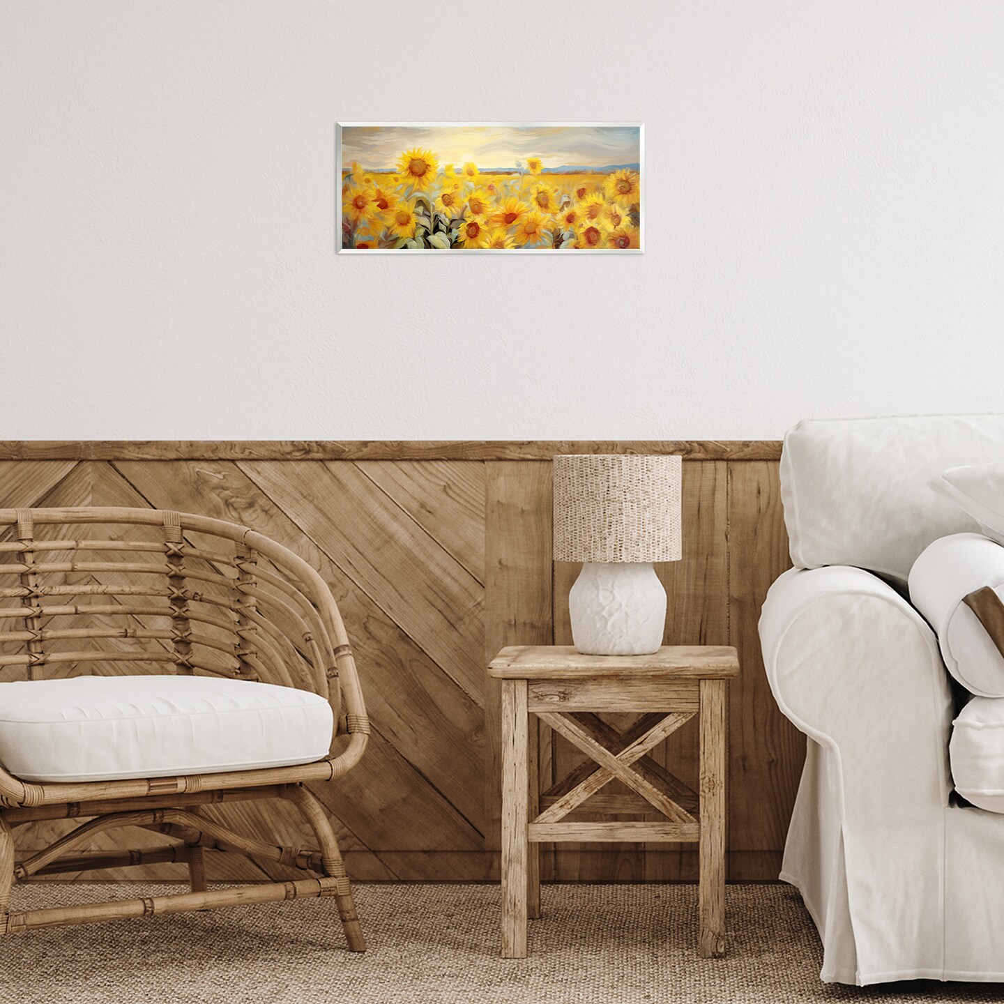Stupell Industries Panoramic Sunflower Field Wall Plaque Art Design by Ramona Murdock