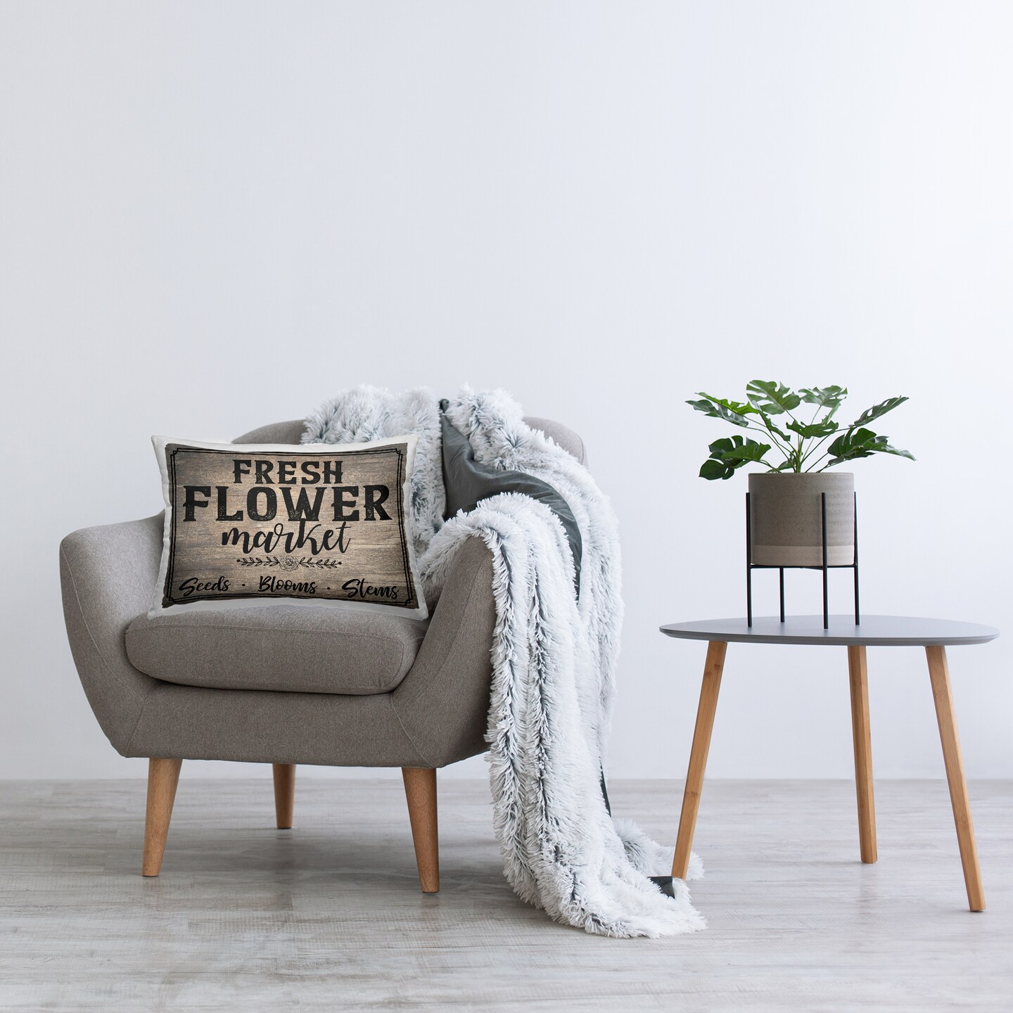 Rustic Flower Market Decorative Printed Throw Pillow Design by Angela Nickeas, 14 x 7 x 20