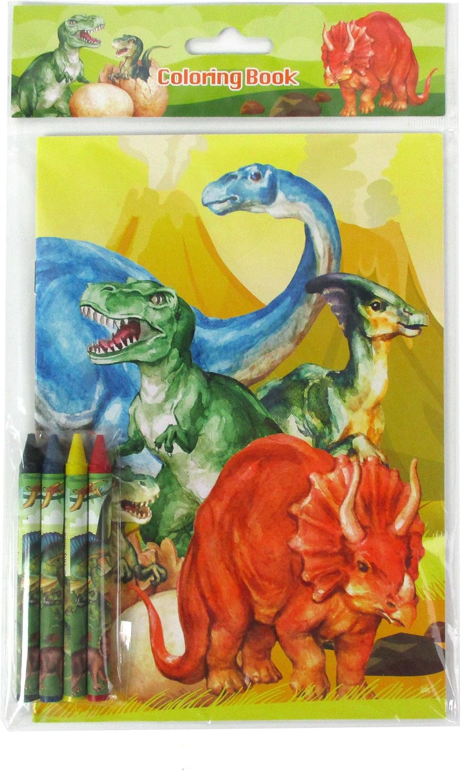 TINYMILLS Jurassic Dinosaur Coloring Book Set, 12 Books, 48 Crayons, Kids Activity Birthday Party Favors