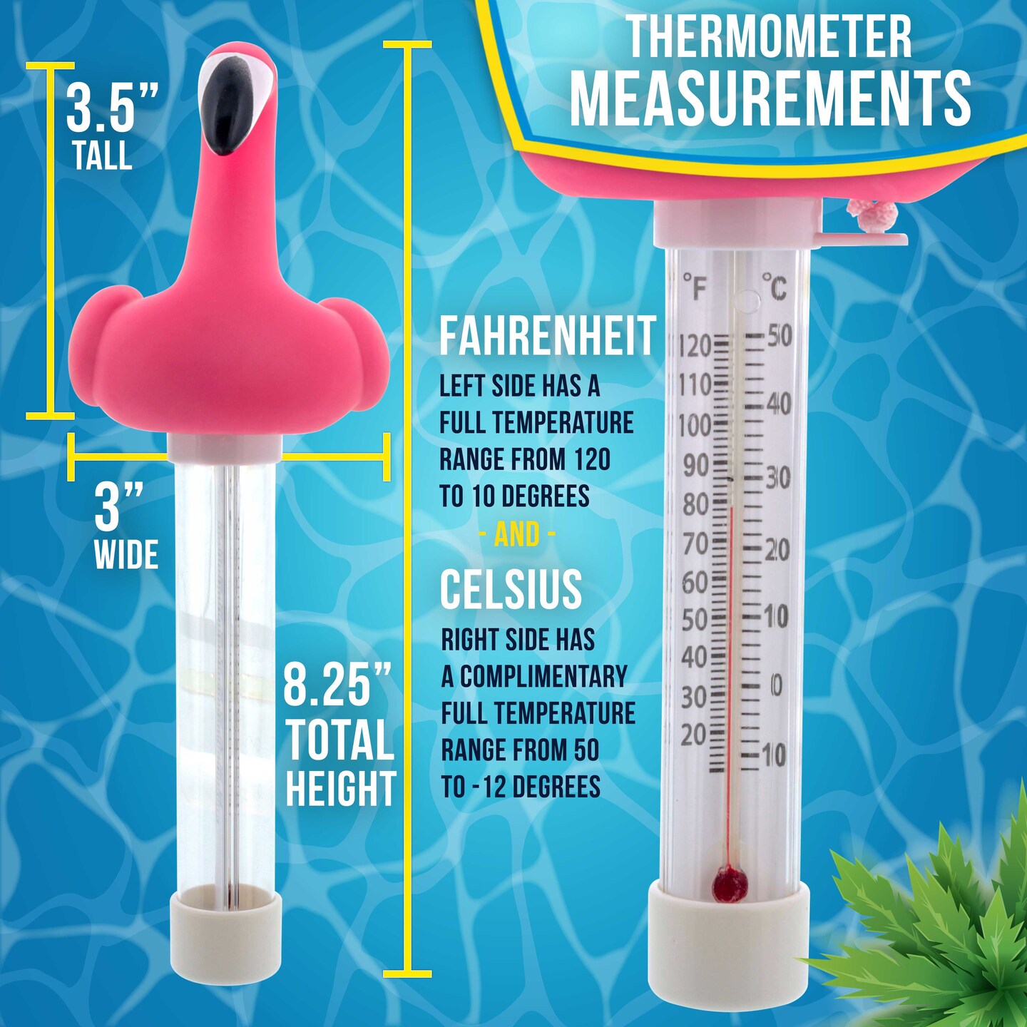 U.S. Pool Supply&#xAE; Floating Flamingo Thermometer - Easy to Read Temperature Display, Measures up to 120&#xB0; Fahrenheit &#x26; 50&#xB0; Celsius - Swimming Pools, Spas, Kids Pools