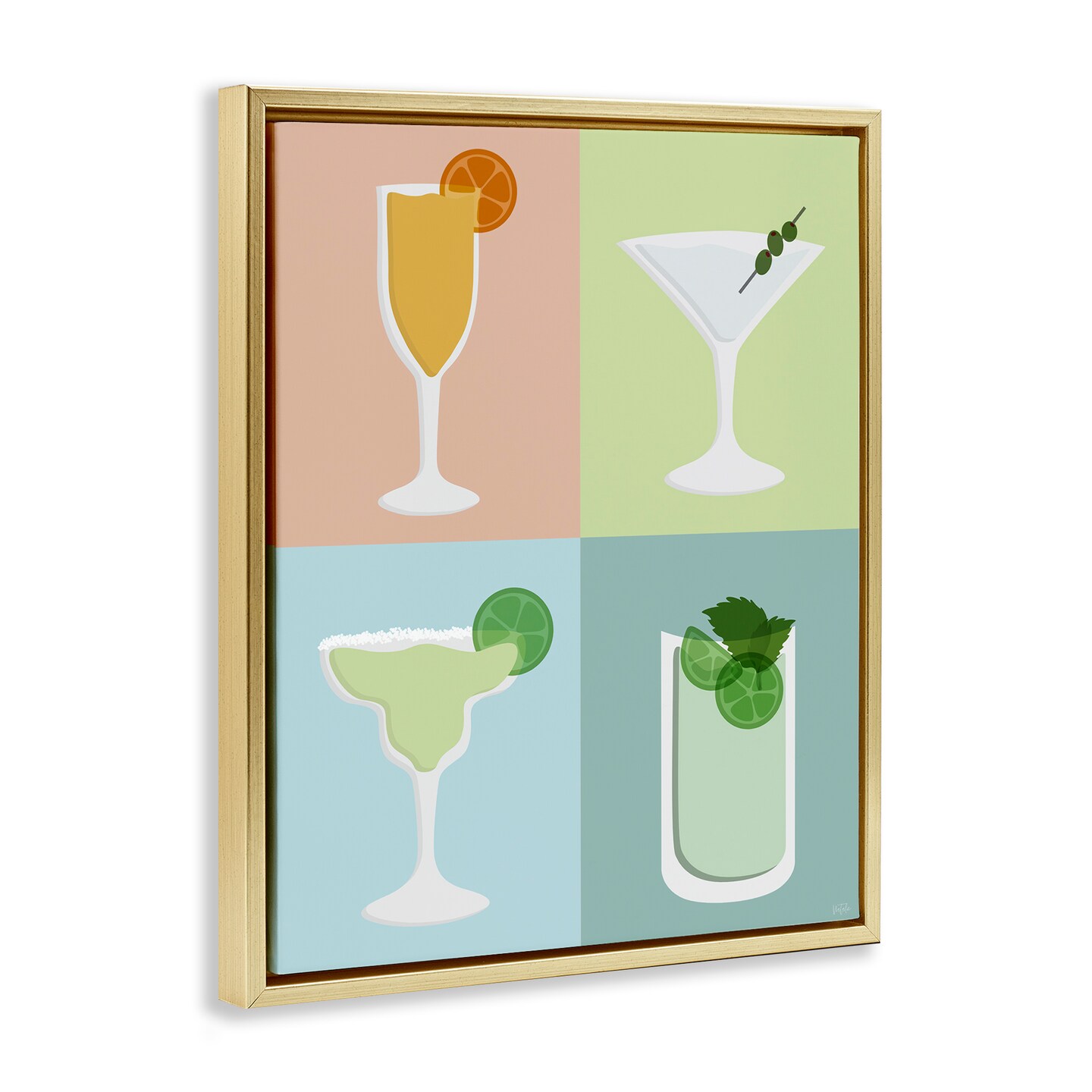Stupell Industries Pastel Bar Cocktails Framed Floater Canvas Wall Art Design by Natalie Carpentieri