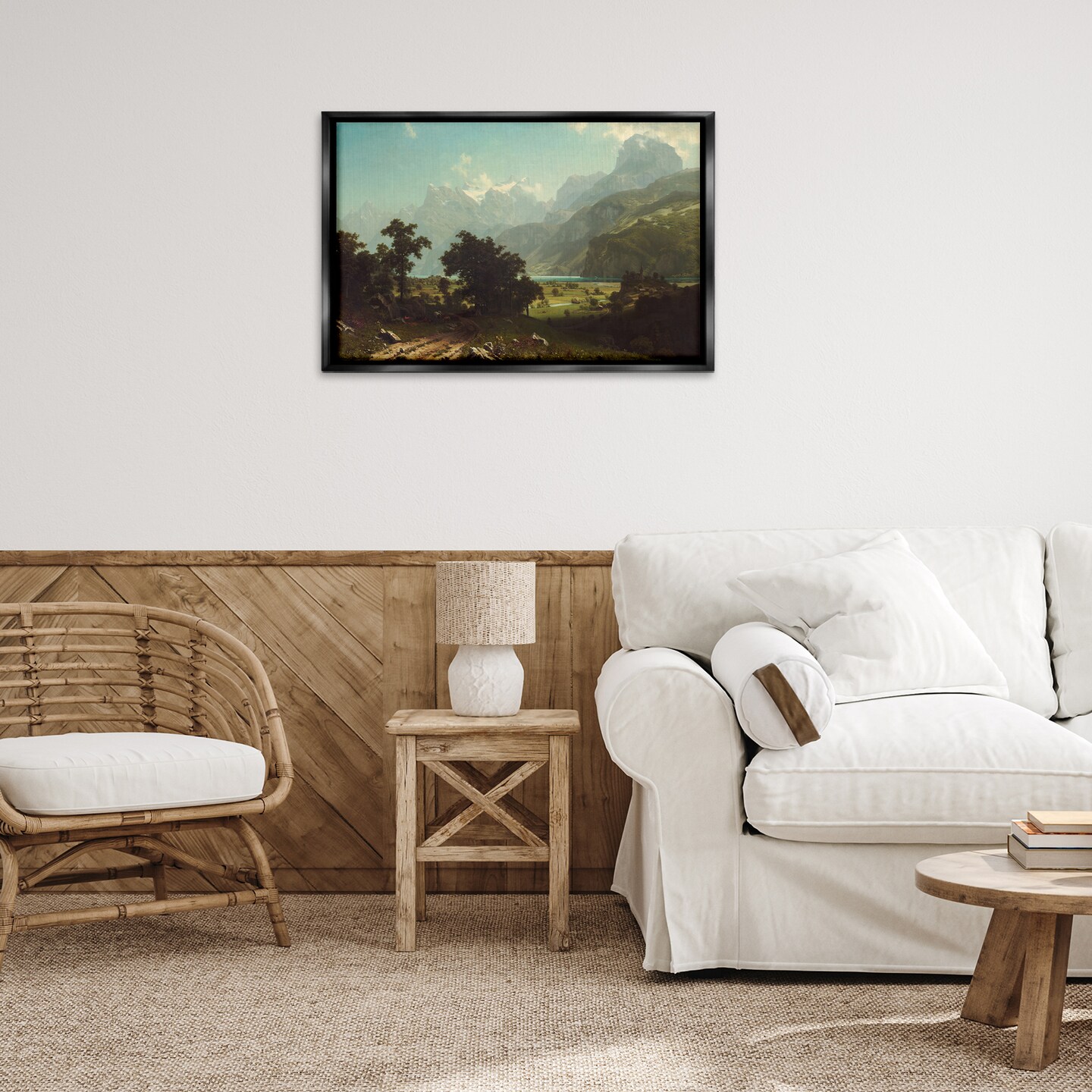 Stupell Industries Classical Bierstadt Lake Lucerne Framed Floater Canvas Wall Art Design by one1000paintings