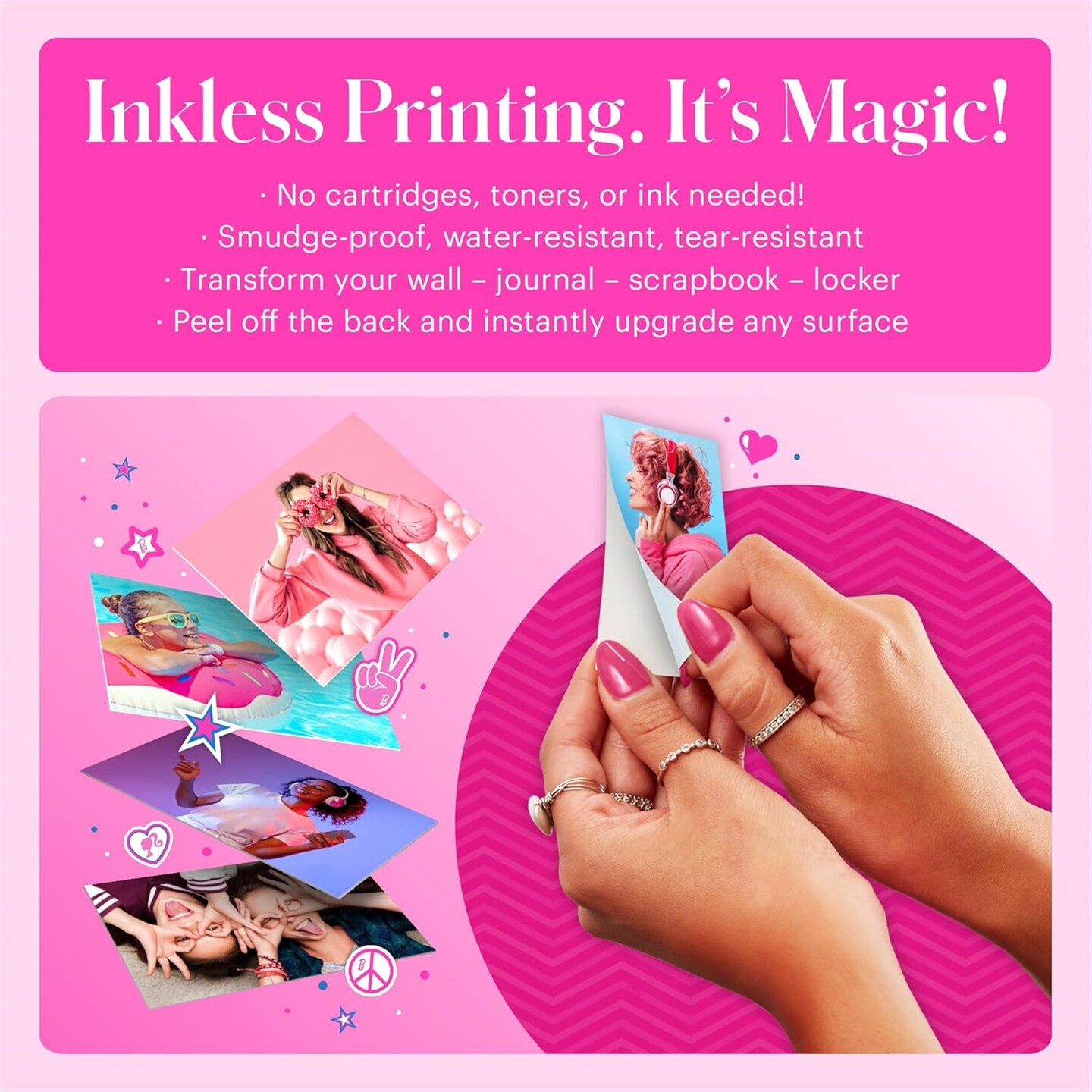 Kodak x Barbie Step Slim Instant Photo Printer, 2x3&#x22; Portable Printer Iconic Style - Bundle